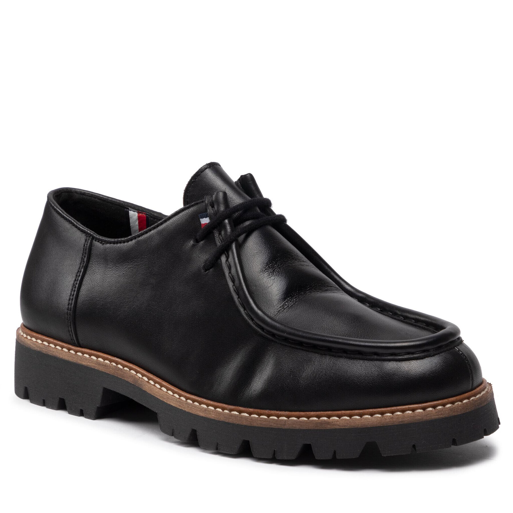 Tommy Hilfiger Polobotky Fashion Lth Mocassin Lace Shoe FM0FM04148 Černá - Pepit.cz