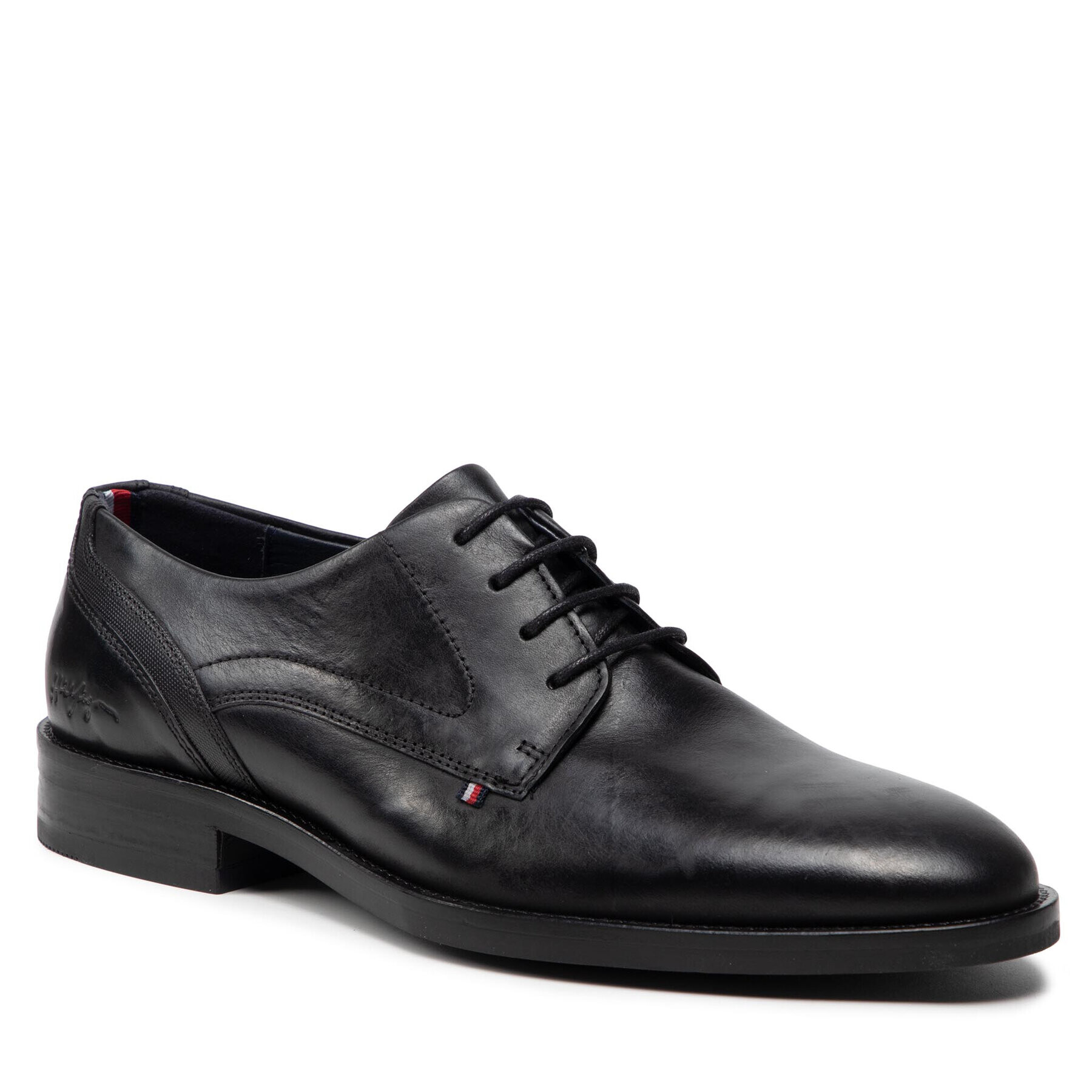 Tommy Hilfiger Polobotky Signature Hilfiger Leather Shoe FM0FM03929 Černá - Pepit.cz