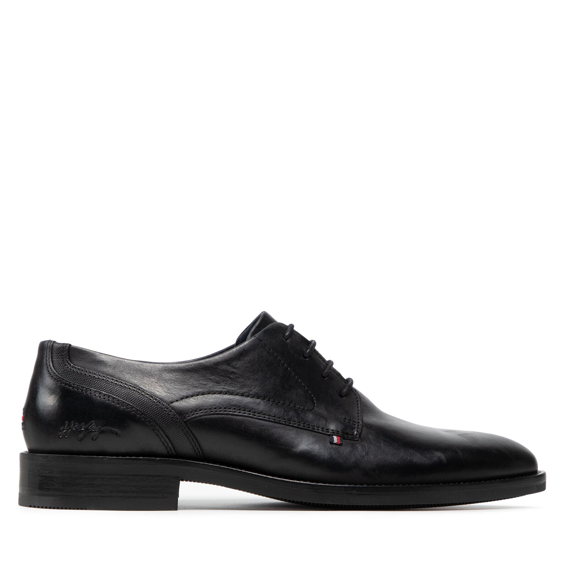 Tommy Hilfiger Polobotky Signature Hilfiger Leather Shoe FM0FM03929 Černá - Pepit.cz