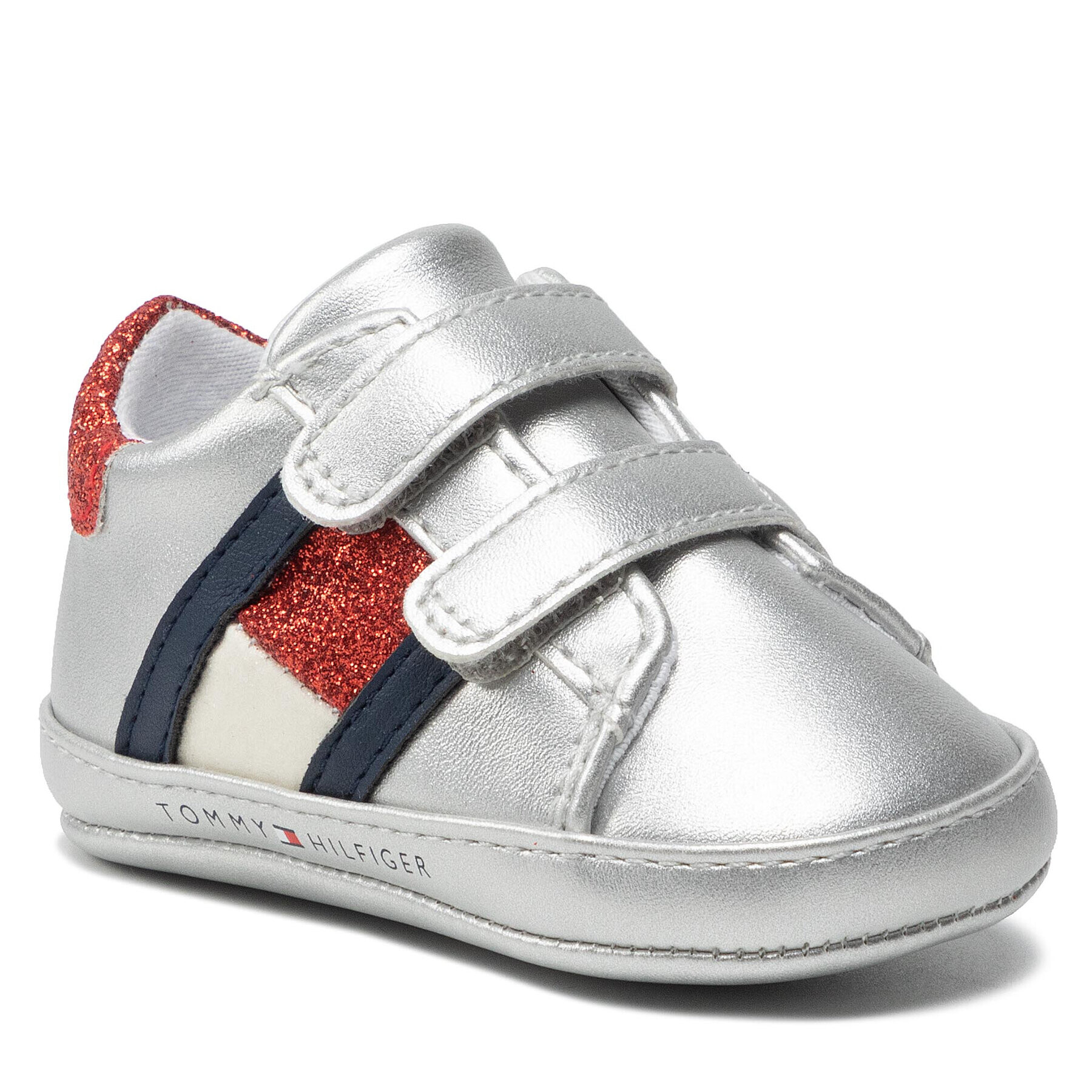 Tommy Hilfiger Polobotky Velcro Shoe Silver T0A4-32110-1070 Stříbrná - Pepit.cz