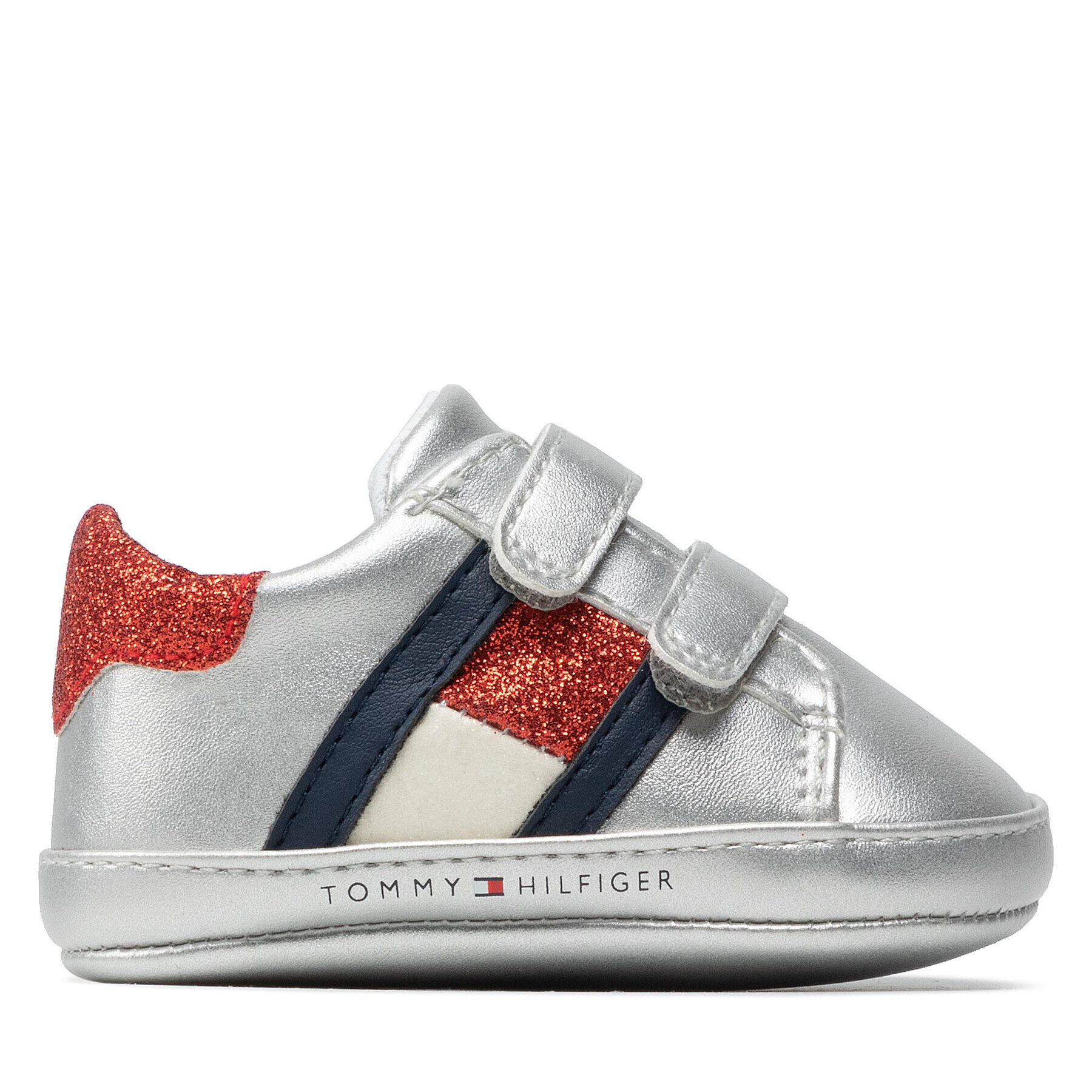 Tommy Hilfiger Polobotky Velcro Shoe Silver T0A4-32110-1070 Stříbrná - Pepit.cz