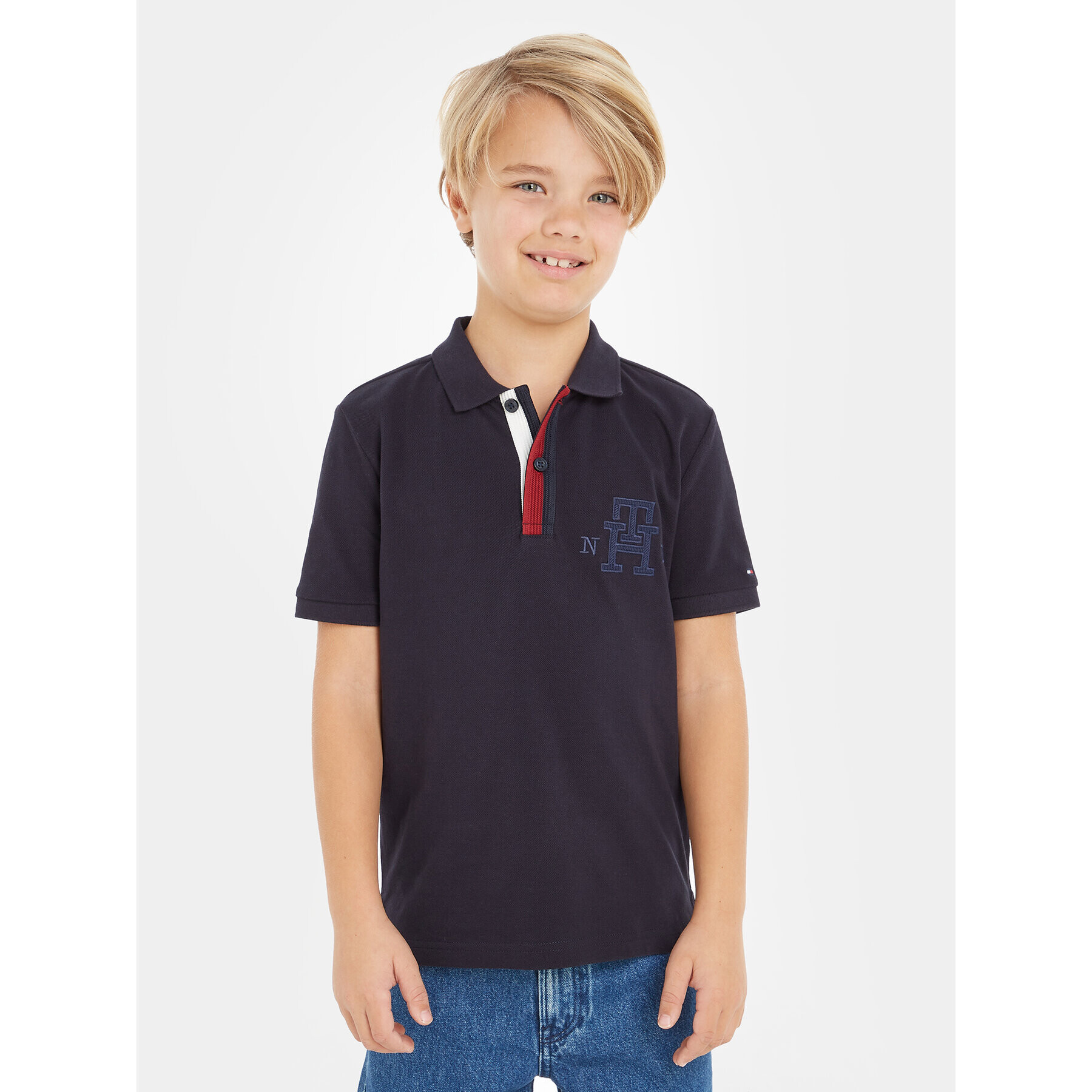 Tommy Hilfiger Polokošile Splitted Global Sripe KB0KB08318 D Tmavomodrá Regular Fit - Pepit.cz