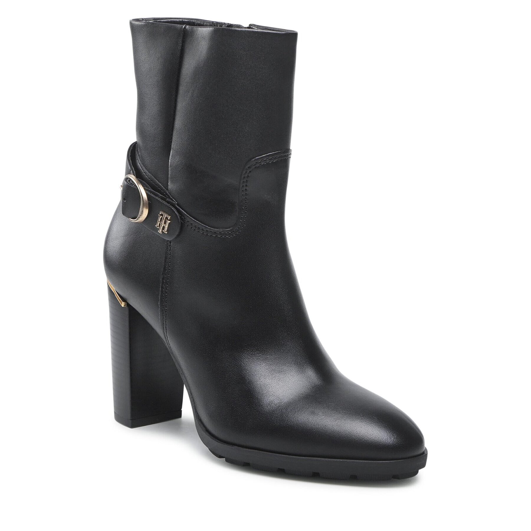 Tommy Hilfiger Polokozačky Belt High Heel Boot FW0FW06768 Černá - Pepit.cz