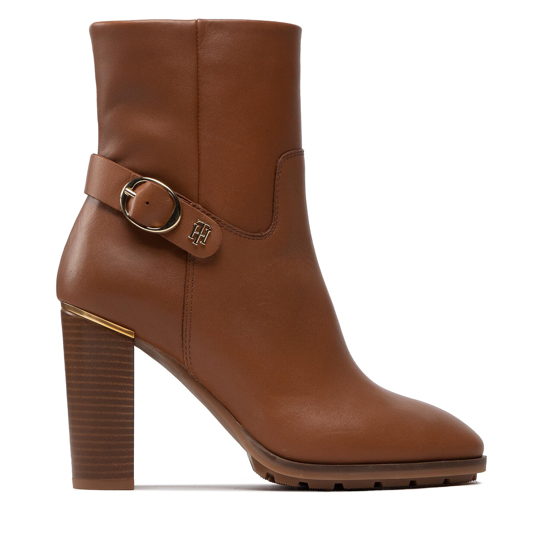 Tommy Hilfiger Polokozačky Belt High Heel Boot FW0FW06768 Hnědá - Pepit.cz