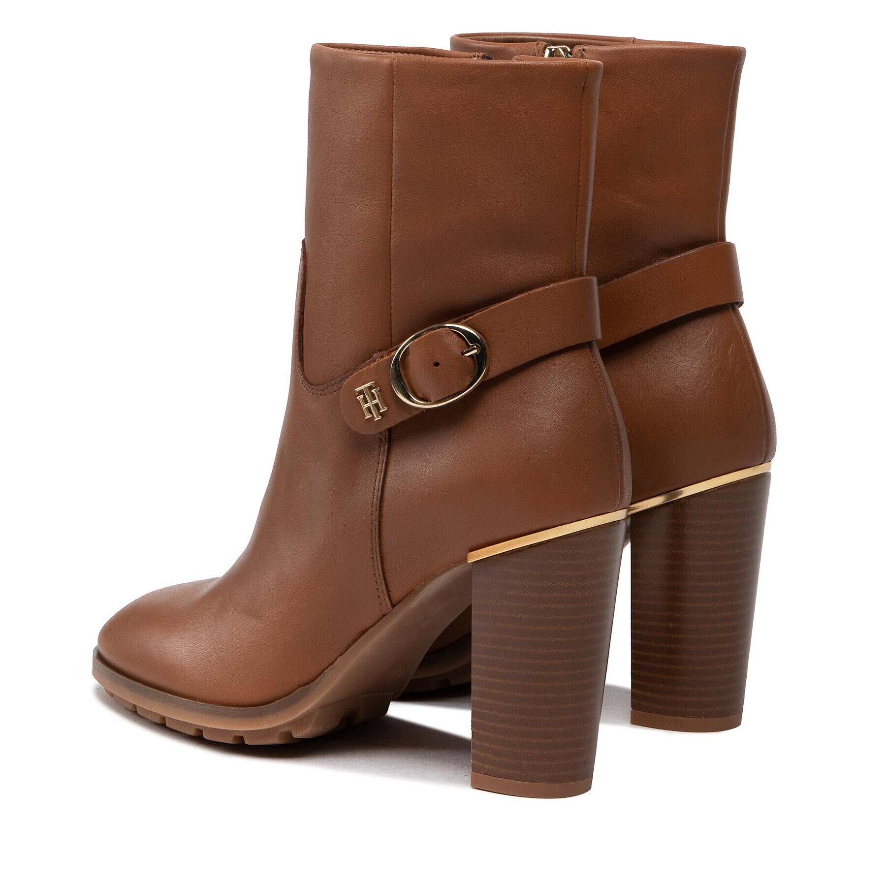 Tommy Hilfiger Polokozačky Belt High Heel Boot FW0FW06768 Hnědá - Pepit.cz