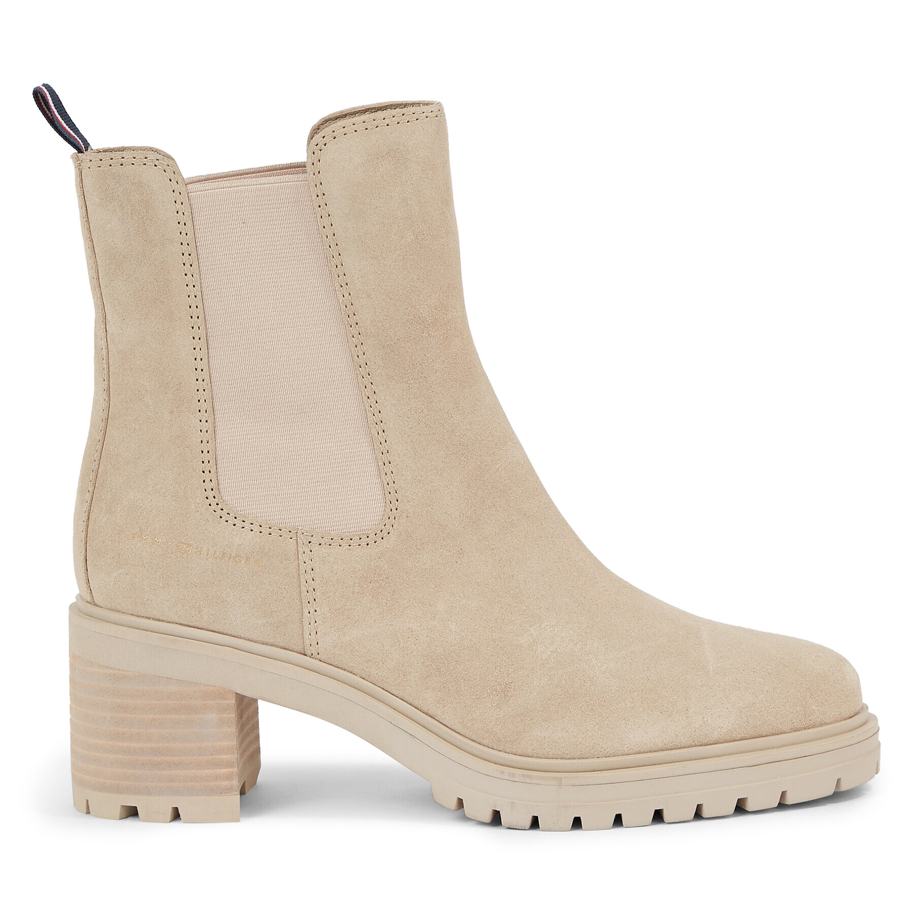 Tommy Hilfiger Polokozačky Essential Midheel Suede Bootie FW0FW07522 Béžová - Pepit.cz