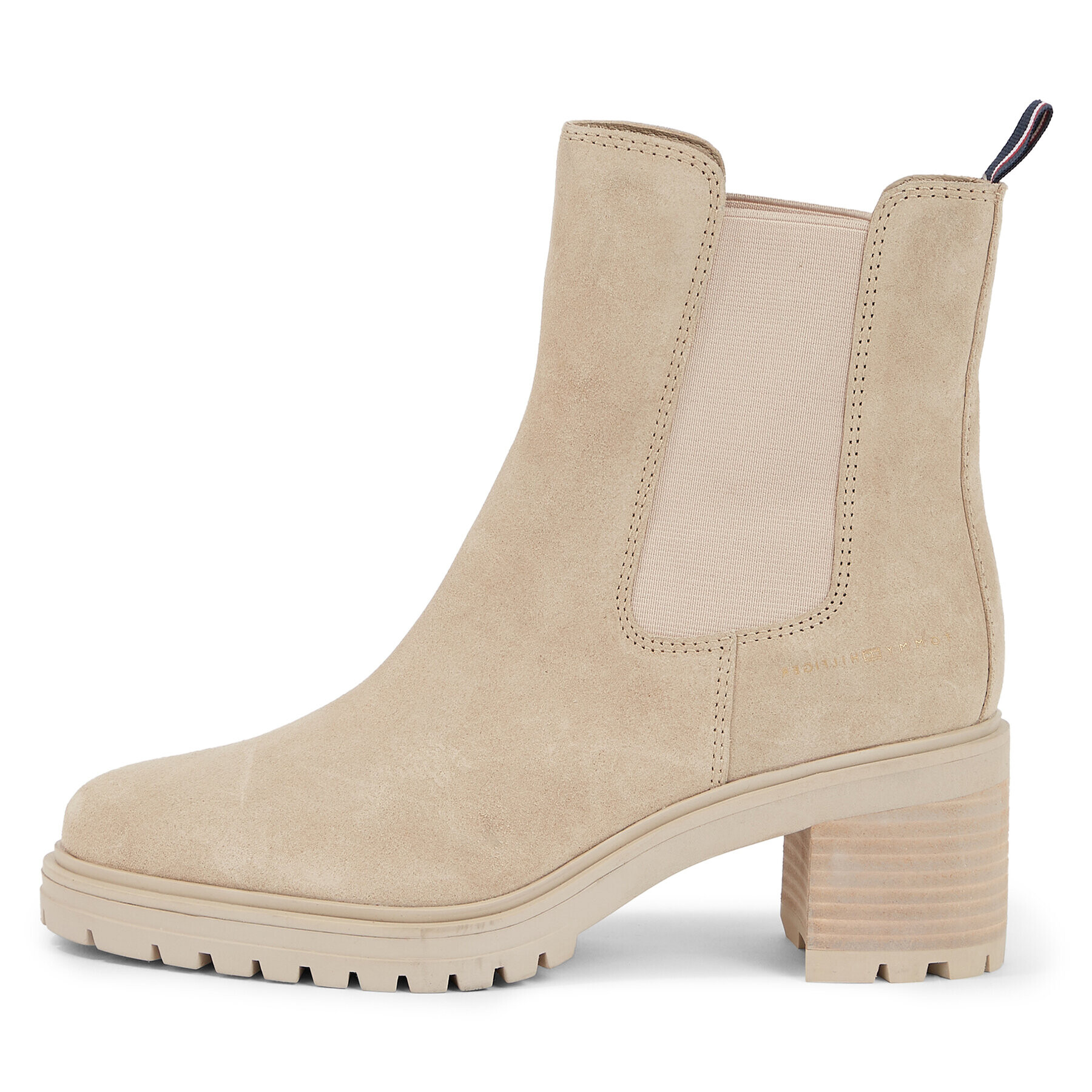 Tommy Hilfiger Polokozačky Essential Midheel Suede Bootie FW0FW07522 Béžová - Pepit.cz