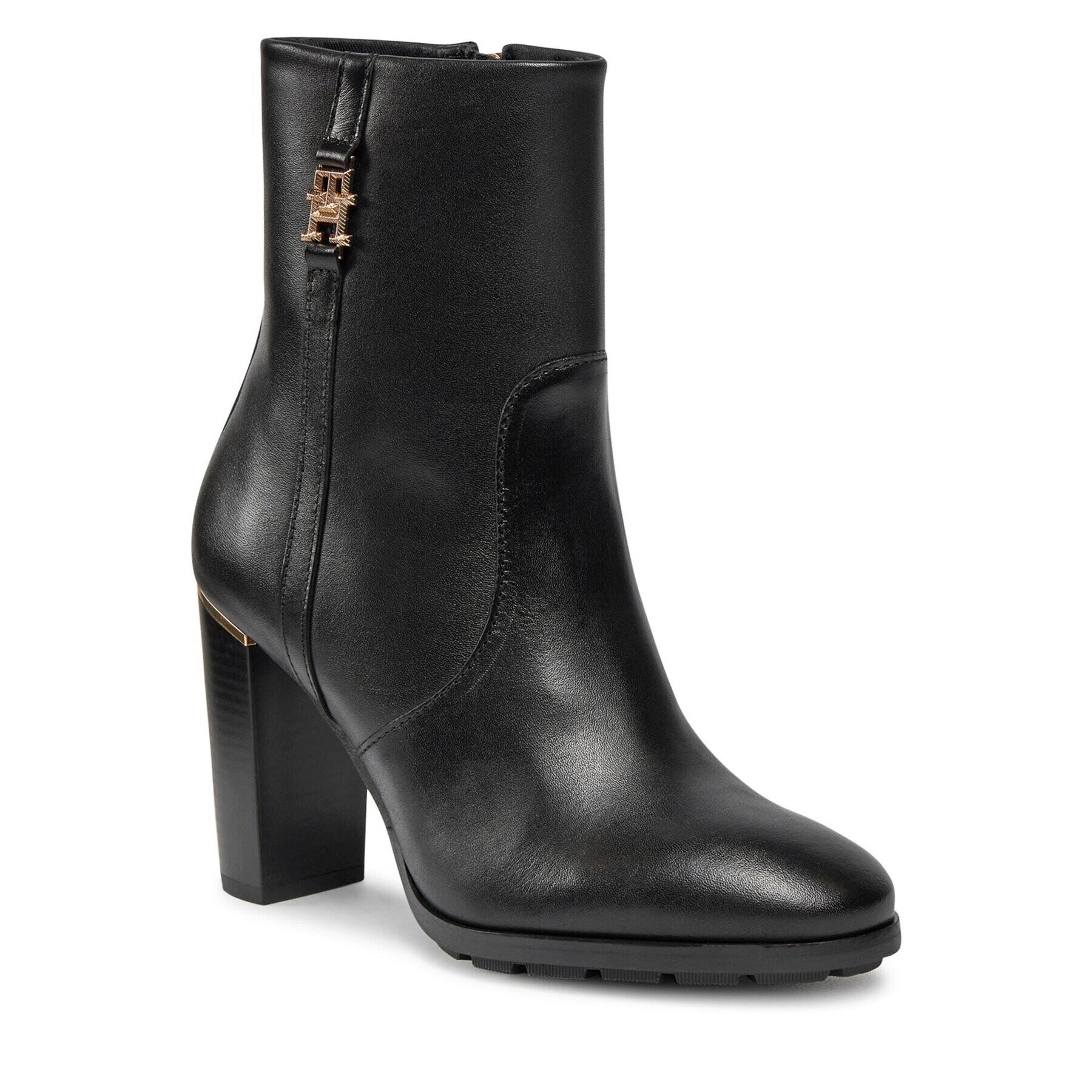 Tommy Hilfiger Polokozačky Feminine Th Hardware Bootie FW0FW07540 Černá - Pepit.cz