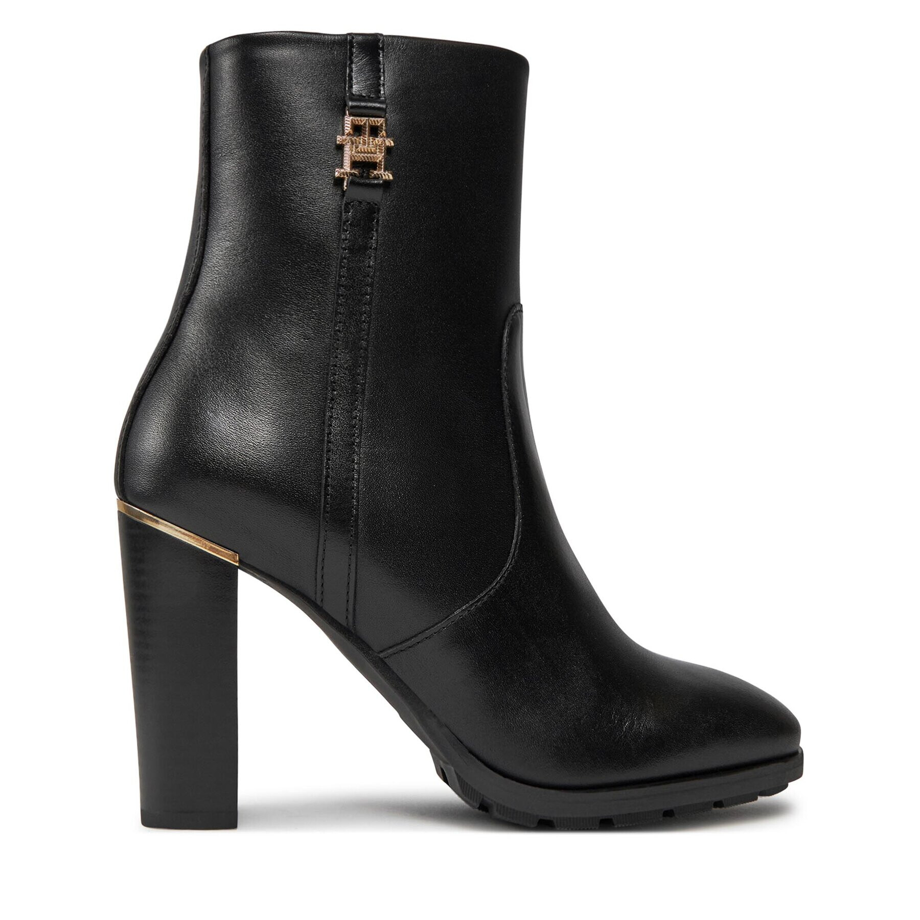 Tommy Hilfiger Polokozačky Feminine Th Hardware Bootie FW0FW07540 Černá - Pepit.cz