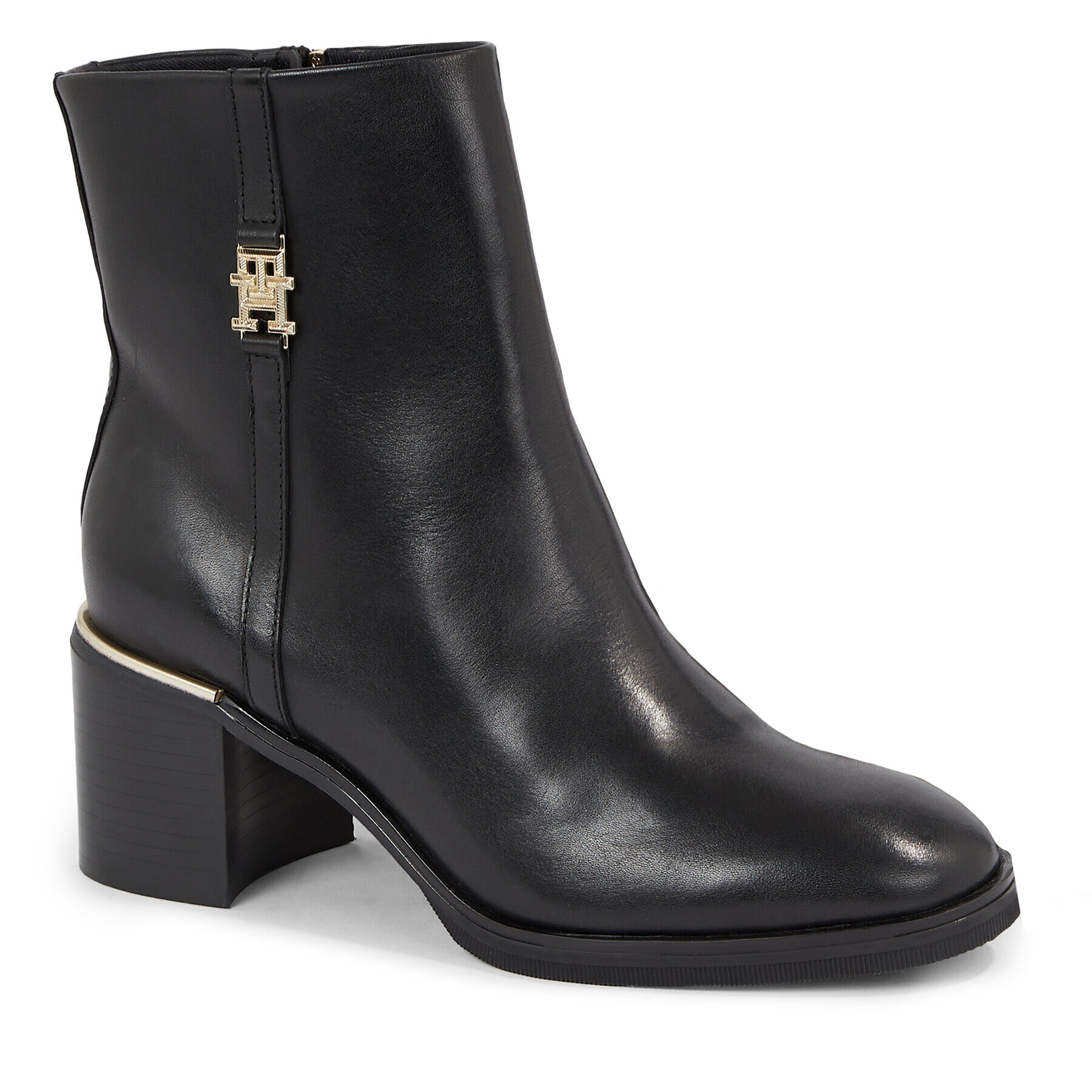 Tommy Hilfiger Polokozačky Feminine Th Hardware Mid Bootie FW0FW07539 Černá - Pepit.cz