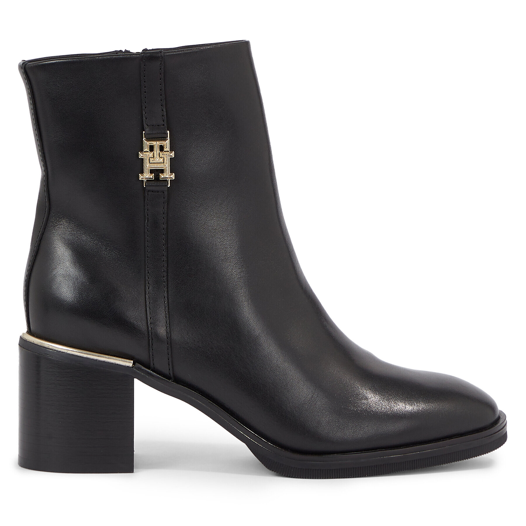 Tommy Hilfiger Polokozačky Feminine Th Hardware Mid Bootie FW0FW07539 Černá - Pepit.cz