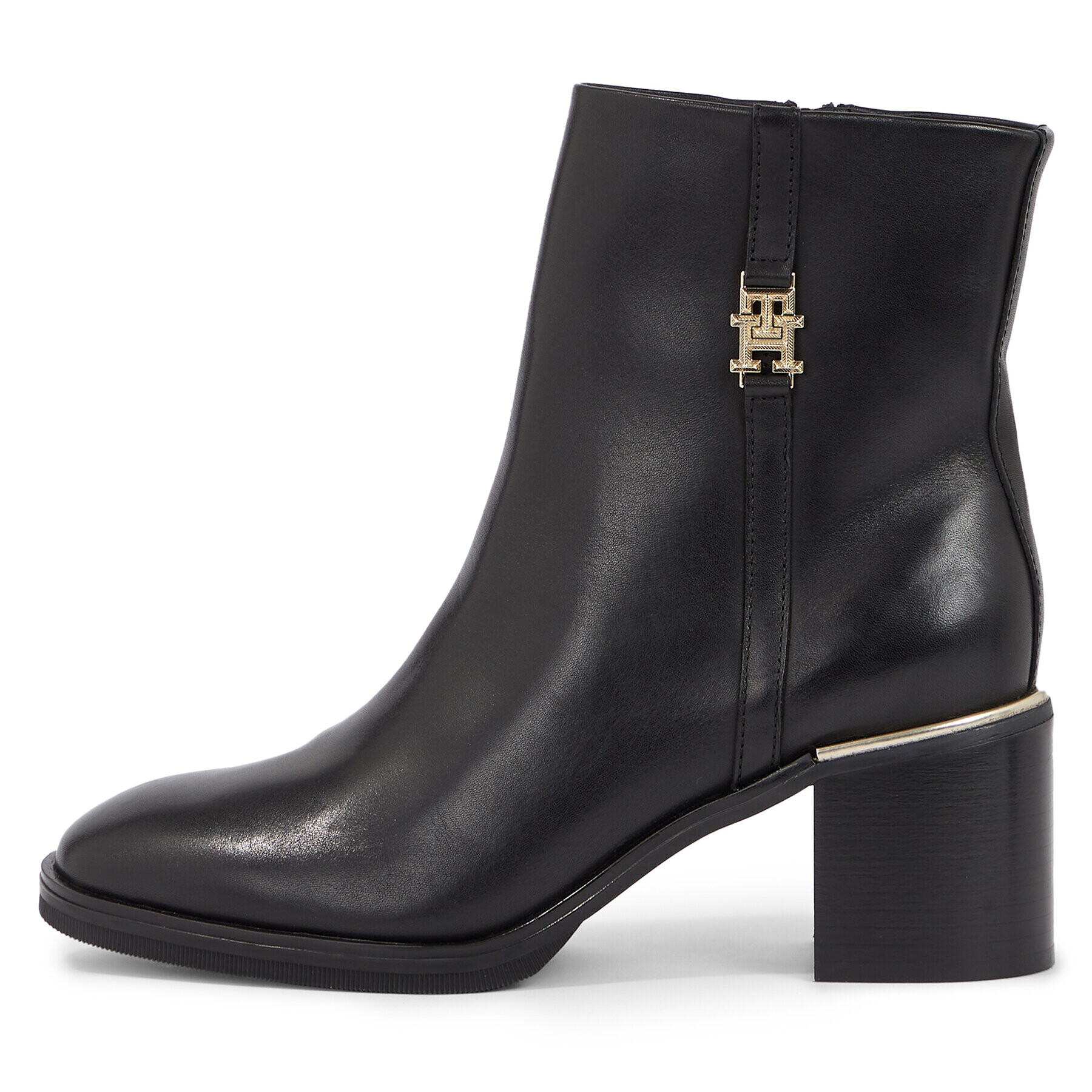 Tommy Hilfiger Polokozačky Feminine Th Hardware Mid Bootie FW0FW07539 Černá - Pepit.cz