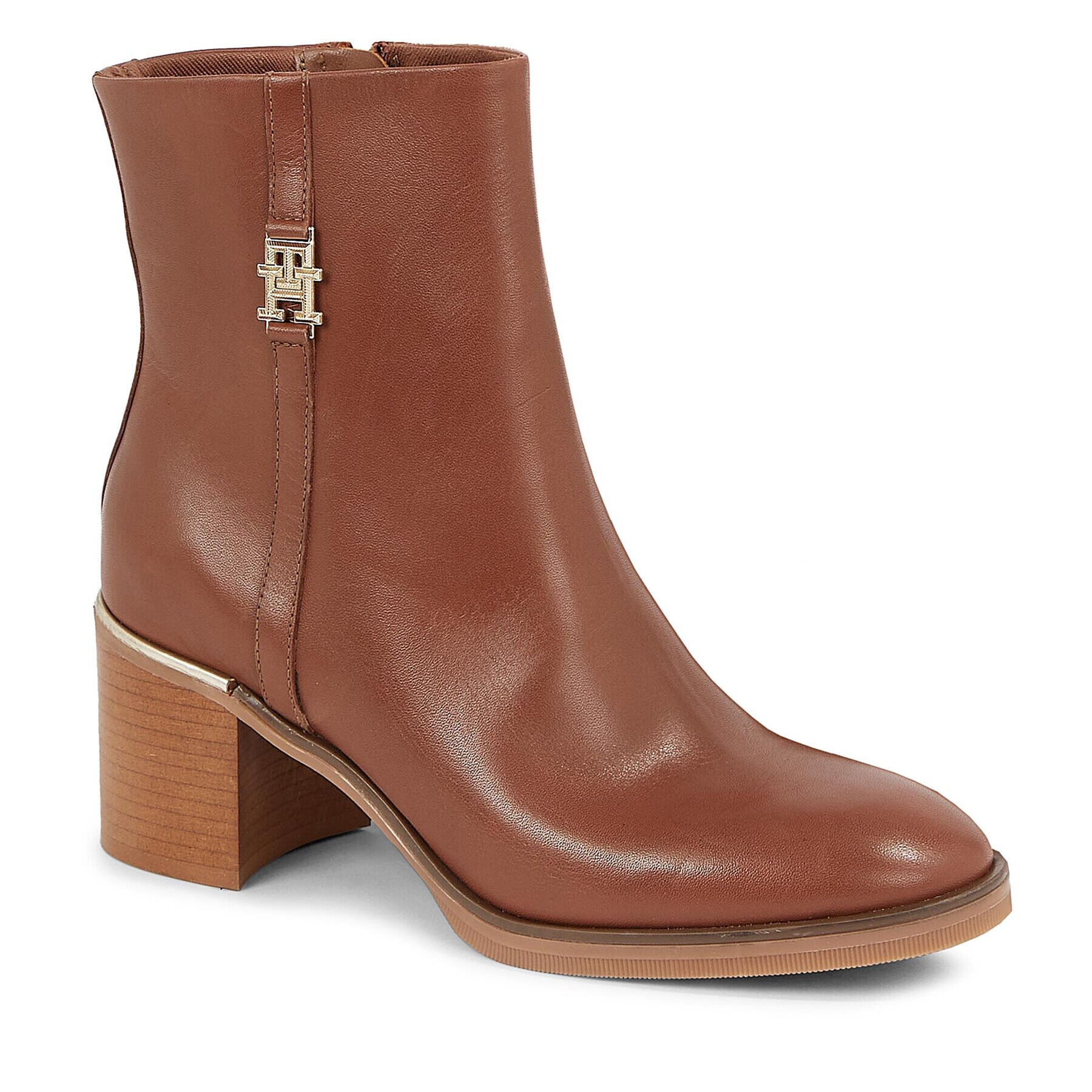 Tommy Hilfiger Polokozačky Feminine Th Hardware Mid Bootie FW0FW07539 Hnědá - Pepit.cz