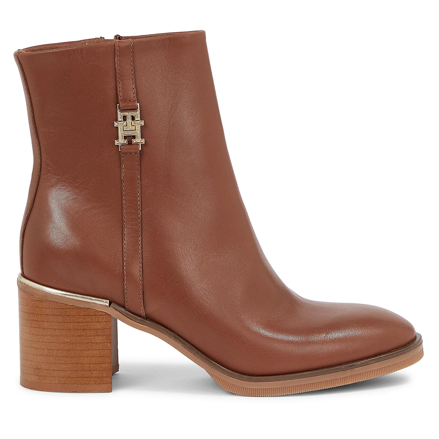 Tommy Hilfiger Polokozačky Feminine Th Hardware Mid Bootie FW0FW07539 Hnědá - Pepit.cz