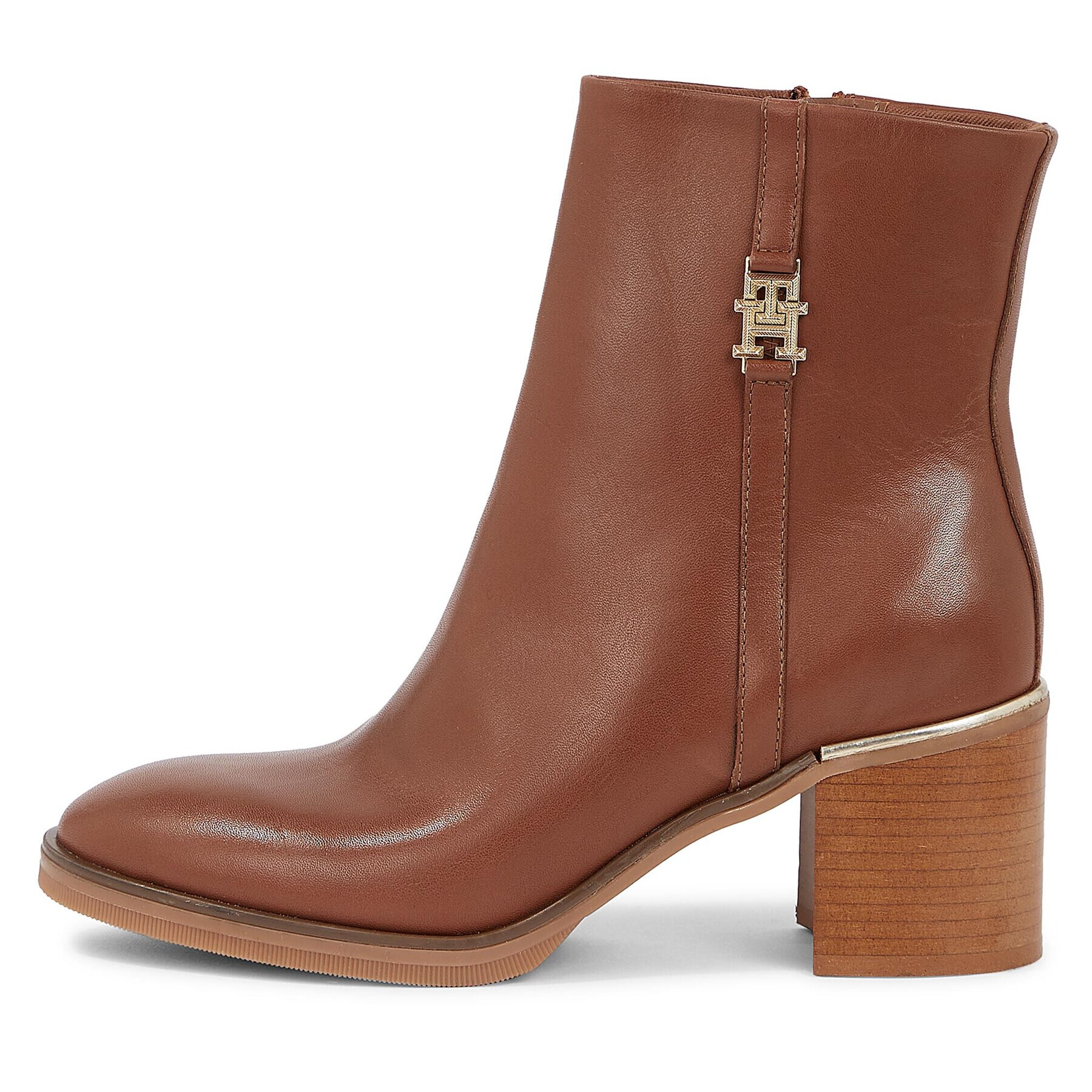 Tommy Hilfiger Polokozačky Feminine Th Hardware Mid Bootie FW0FW07539 Hnědá - Pepit.cz