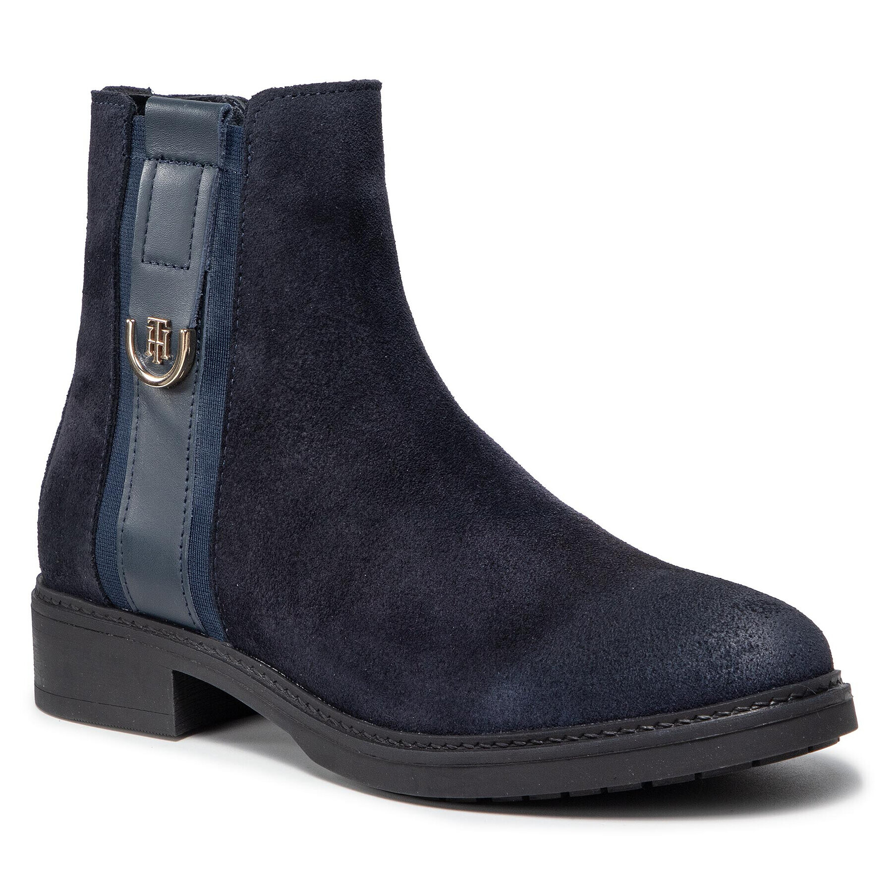 Tommy Hilfiger Polokozačky Hardware Suede Flat Boot FW0FW05974 Tmavomodrá - Pepit.cz