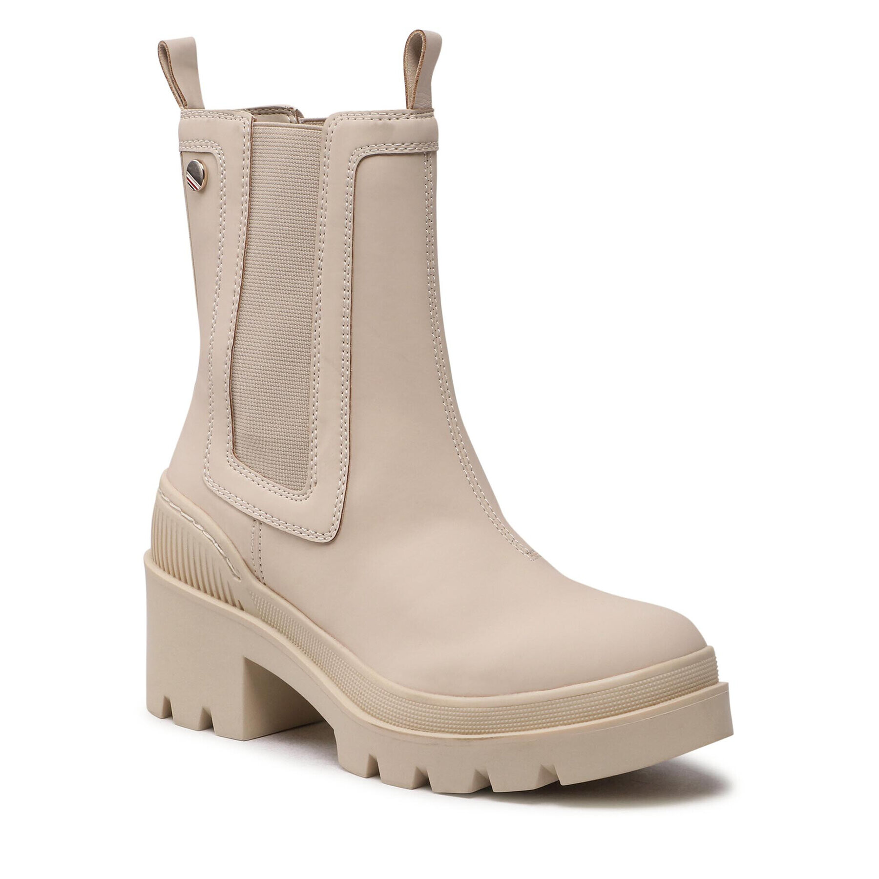 Tommy Hilfiger Polokozačky Heeled Chelsey Boot Bio FW0FW06677 Béžová - Pepit.cz