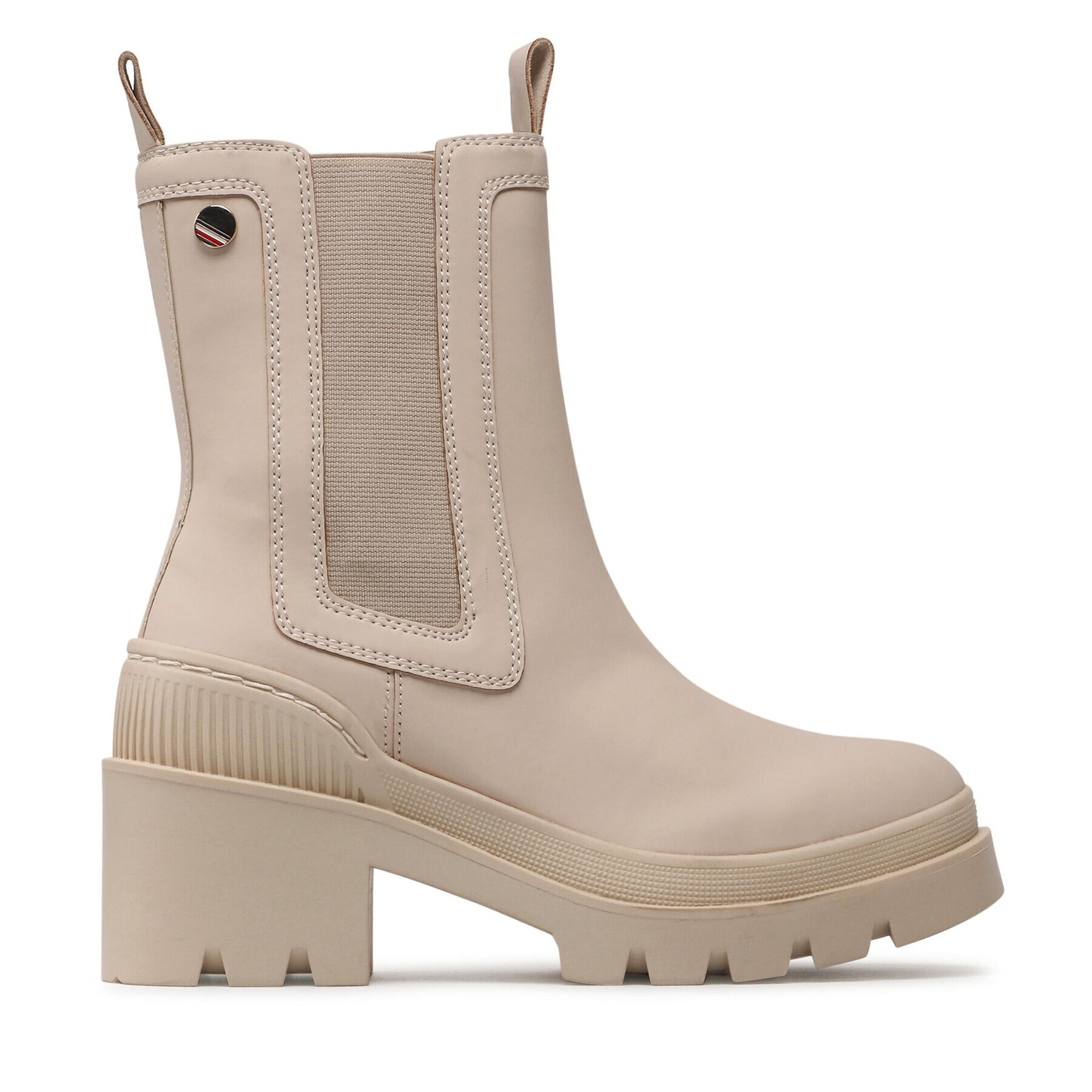 Tommy Hilfiger Polokozačky Heeled Chelsey Boot Bio FW0FW06677 Béžová - Pepit.cz