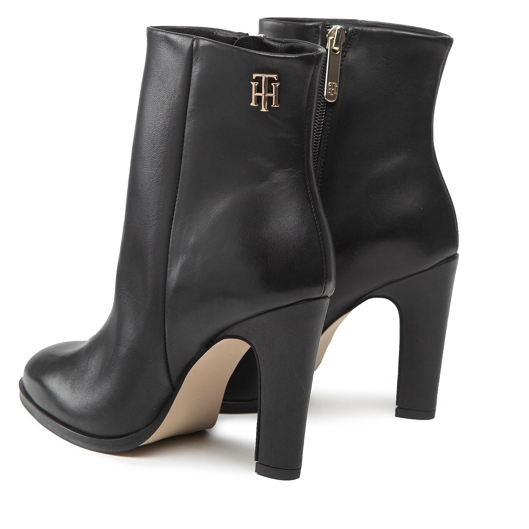 Tommy Hilfiger Polokozačky High Heel Leather Boot FW0FW06769 Černá - Pepit.cz