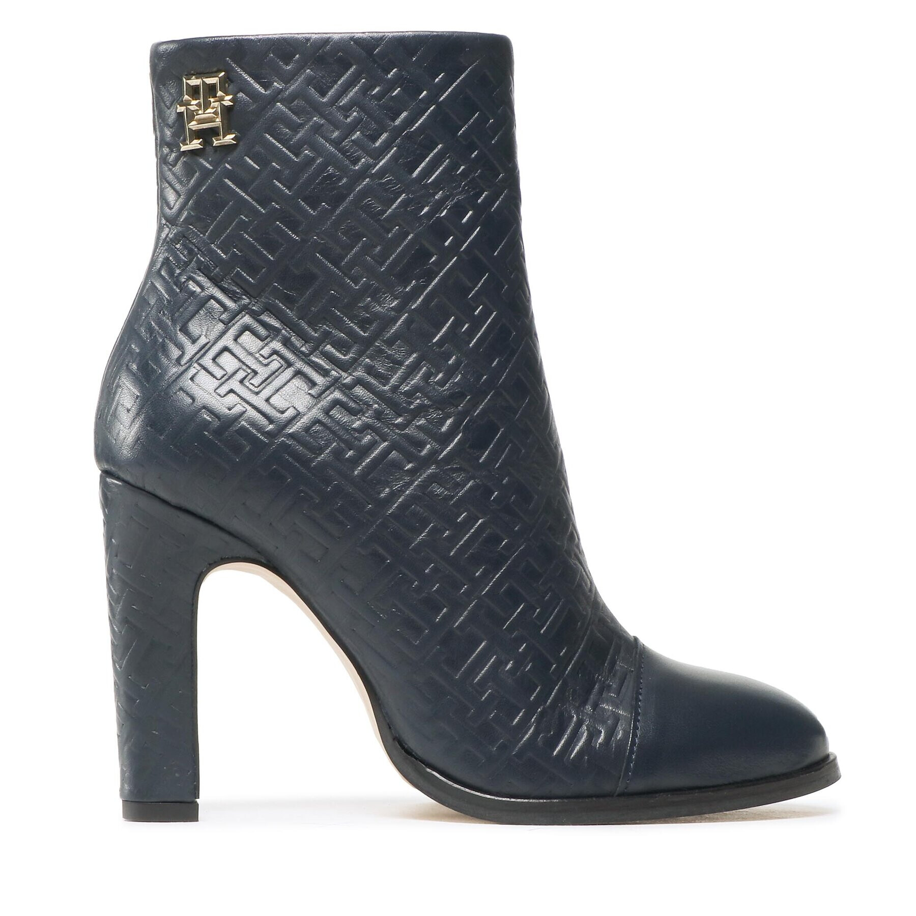 Tommy Hilfiger Polokozačky High Heel Leather Monogram Boot FW0FW06770 Tmavomodrá - Pepit.cz