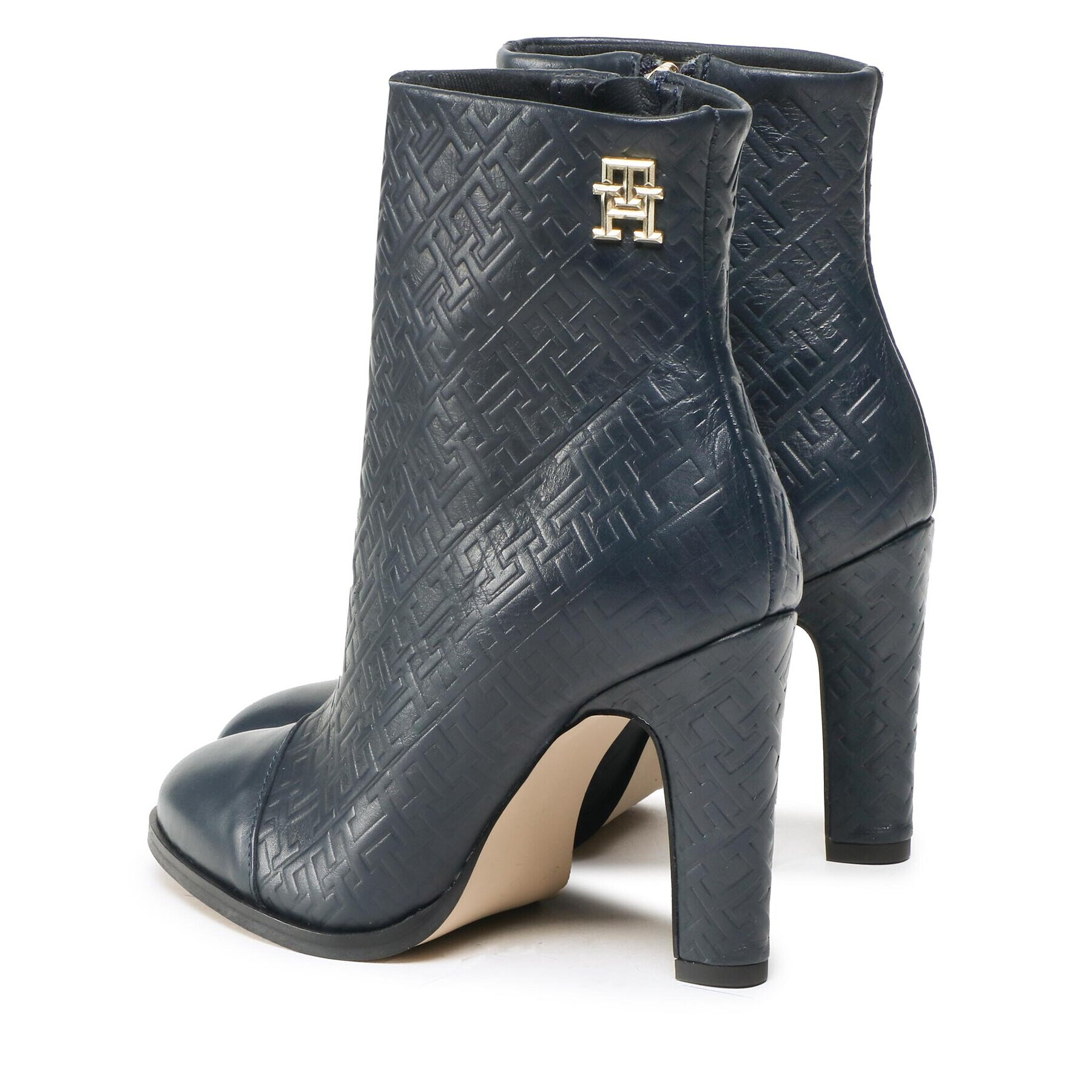 Tommy Hilfiger Polokozačky High Heel Leather Monogram Boot FW0FW06770 Tmavomodrá - Pepit.cz