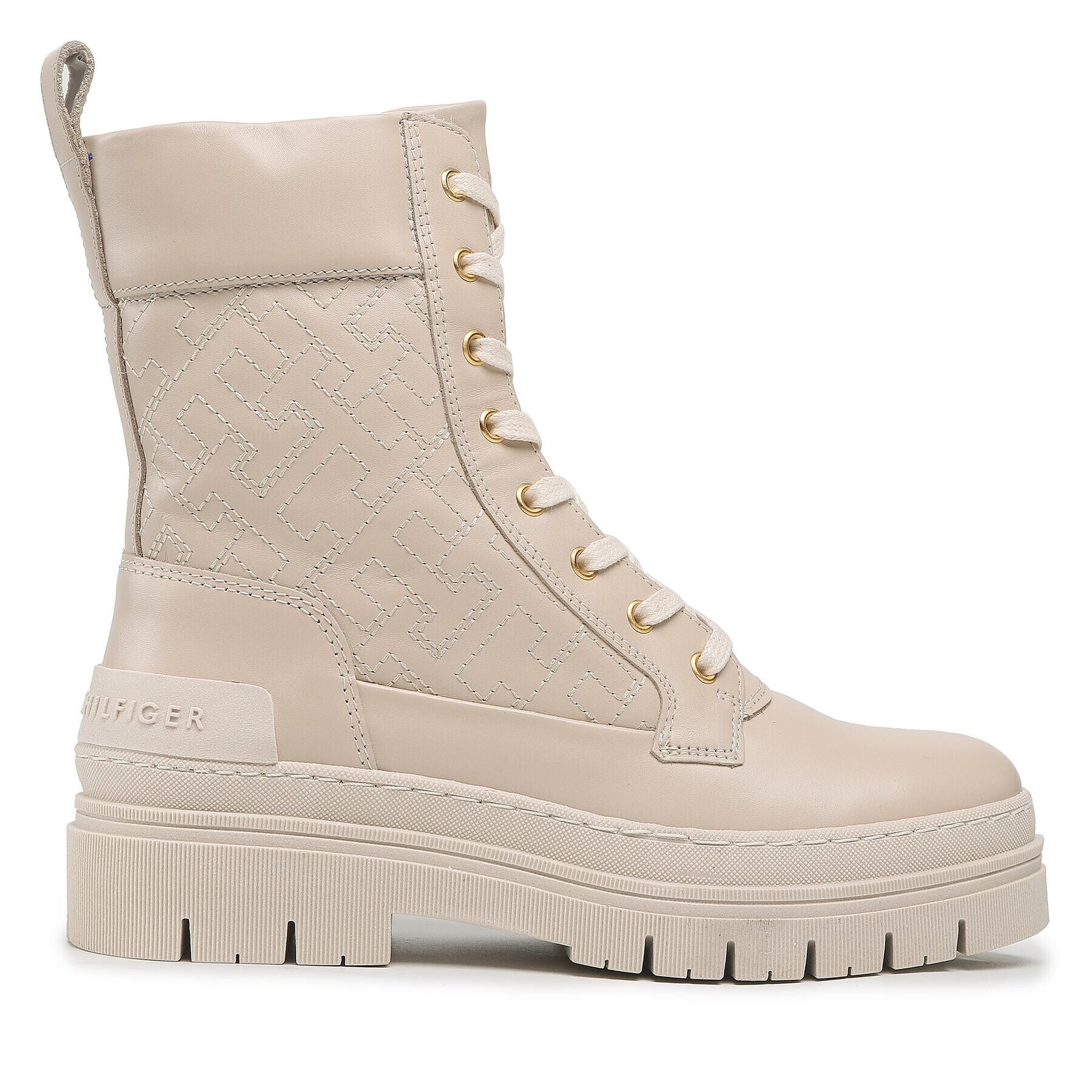 Tommy Hilfiger Polokozačky Lace Up Zip Boot Monogram FW0FW06849 Béžová - Pepit.cz