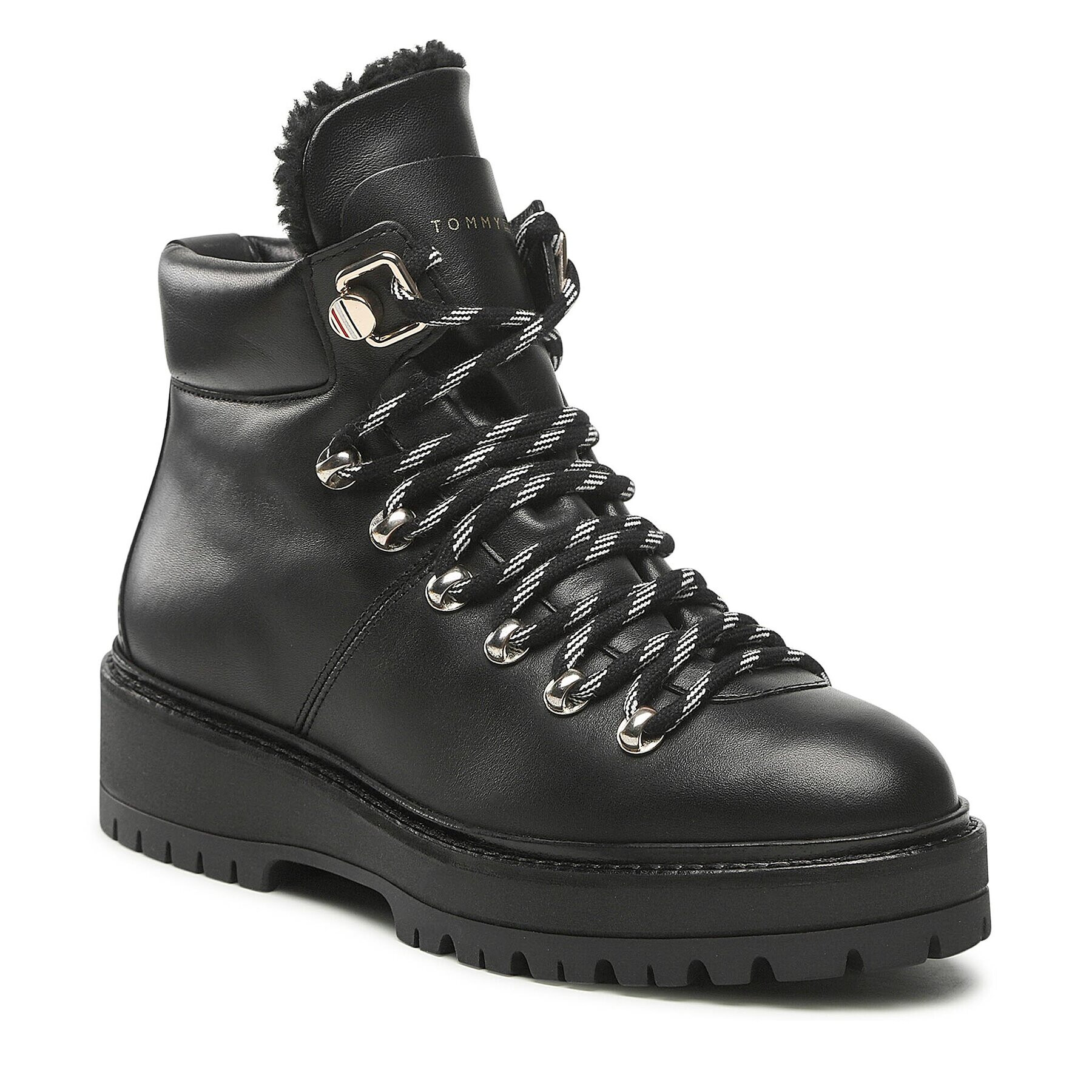 Tommy Hilfiger Polokozačky Leather Outdoor Flat Boot FW0FW06725 Černá - Pepit.cz