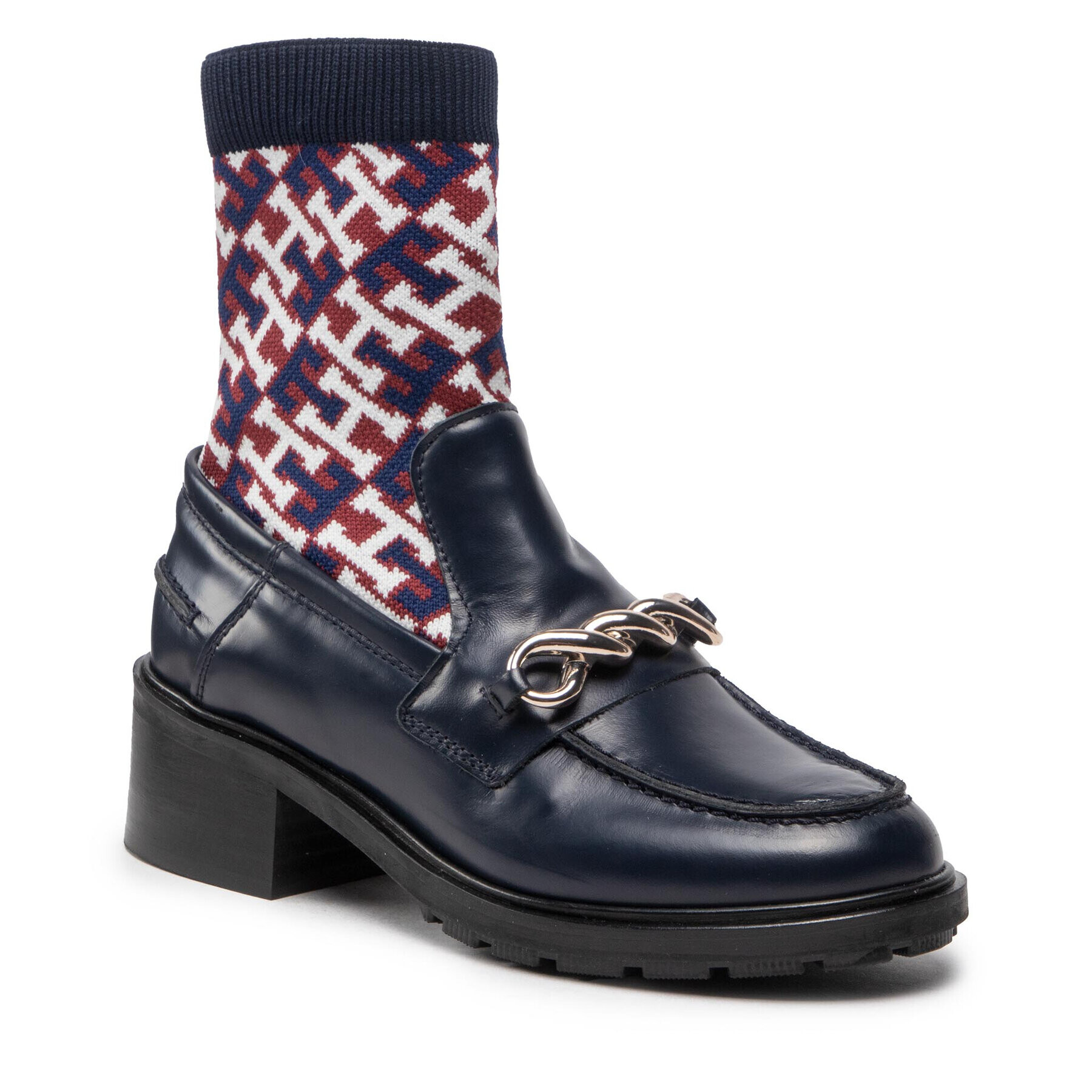 Tommy Hilfiger Polokozačky Monogram Bootie FW0FW06823 Tmavomodrá - Pepit.cz