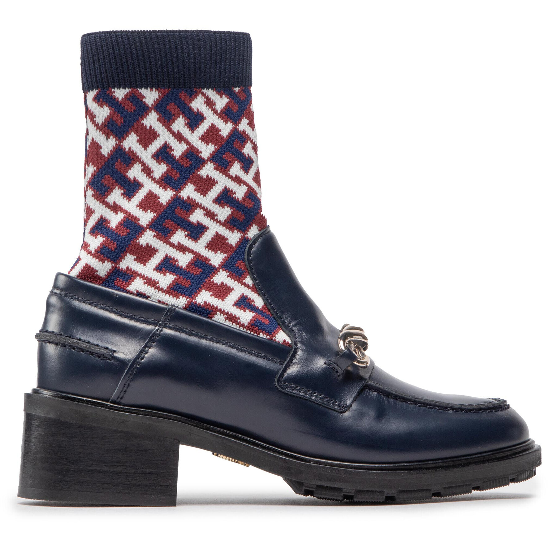 Tommy Hilfiger Polokozačky Monogram Bootie FW0FW06823 Tmavomodrá - Pepit.cz