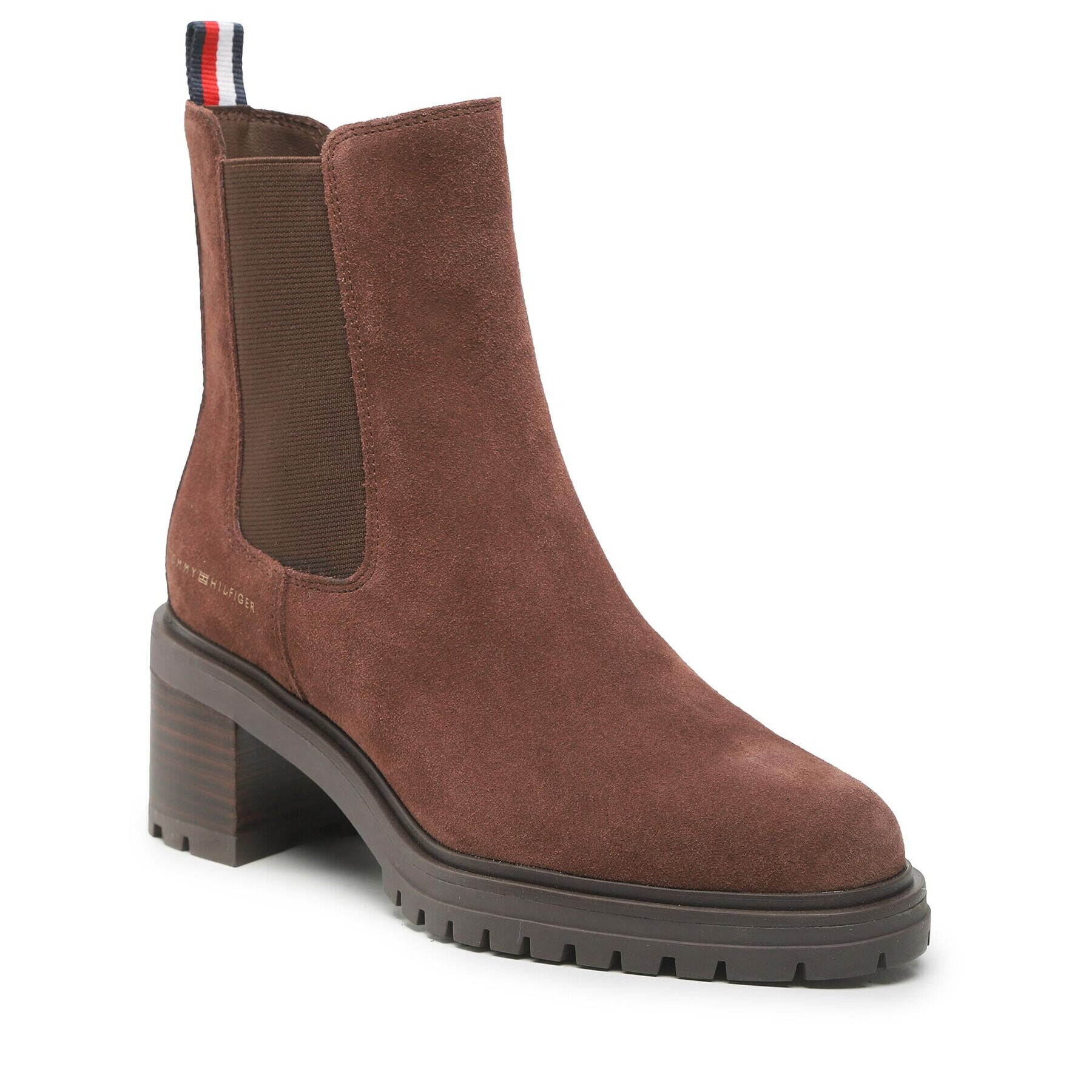 Tommy Hilfiger Polokozačky Outdoor Chelsea Mid Heel Boot FW0FW06619 Hnědá - Pepit.cz