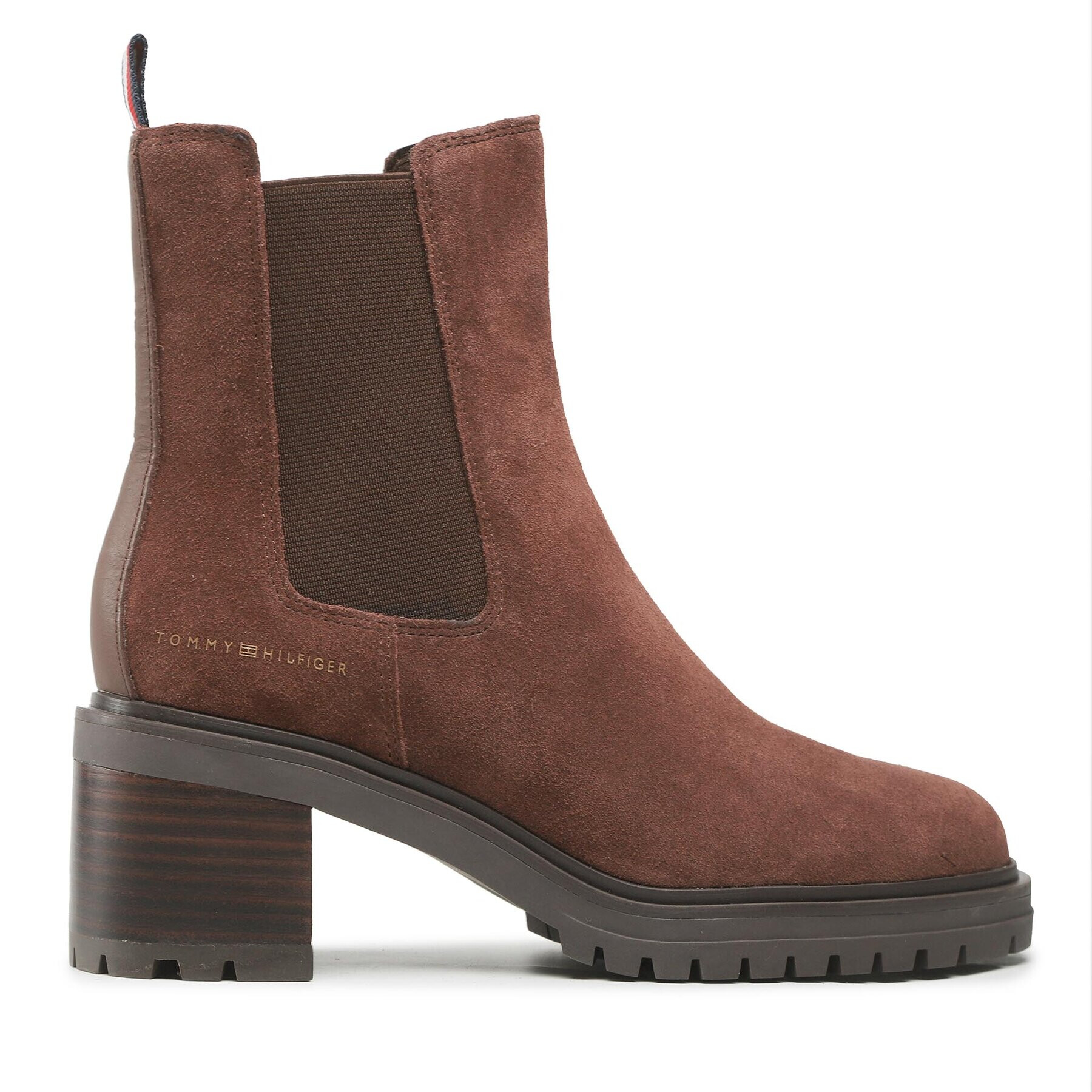 Tommy Hilfiger Polokozačky Outdoor Chelsea Mid Heel Boot FW0FW06619 Hnědá - Pepit.cz