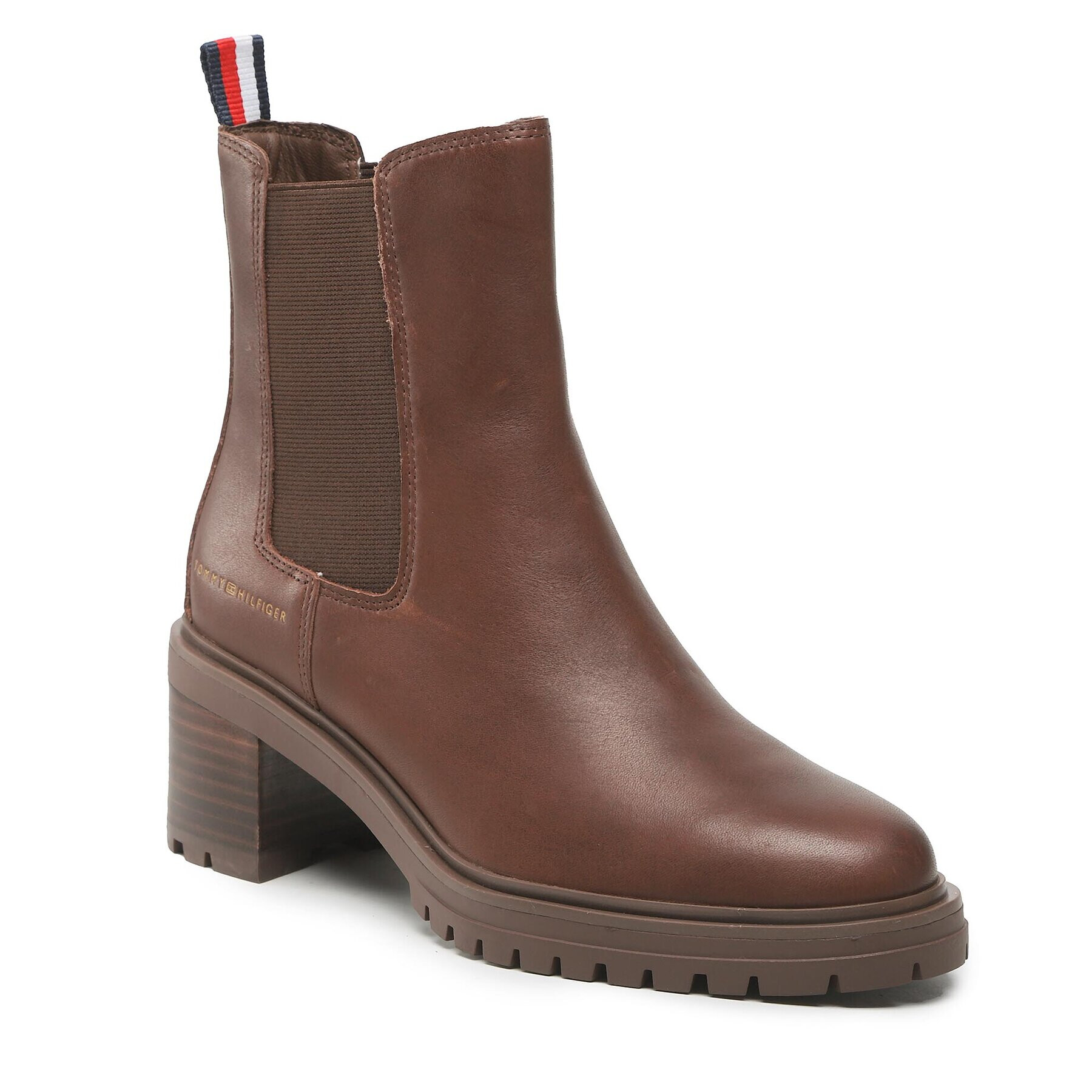 Tommy Hilfiger Polokozačky Outdoor Chelsea Mid Heel Boot FW0FW06737 Hnědá - Pepit.cz