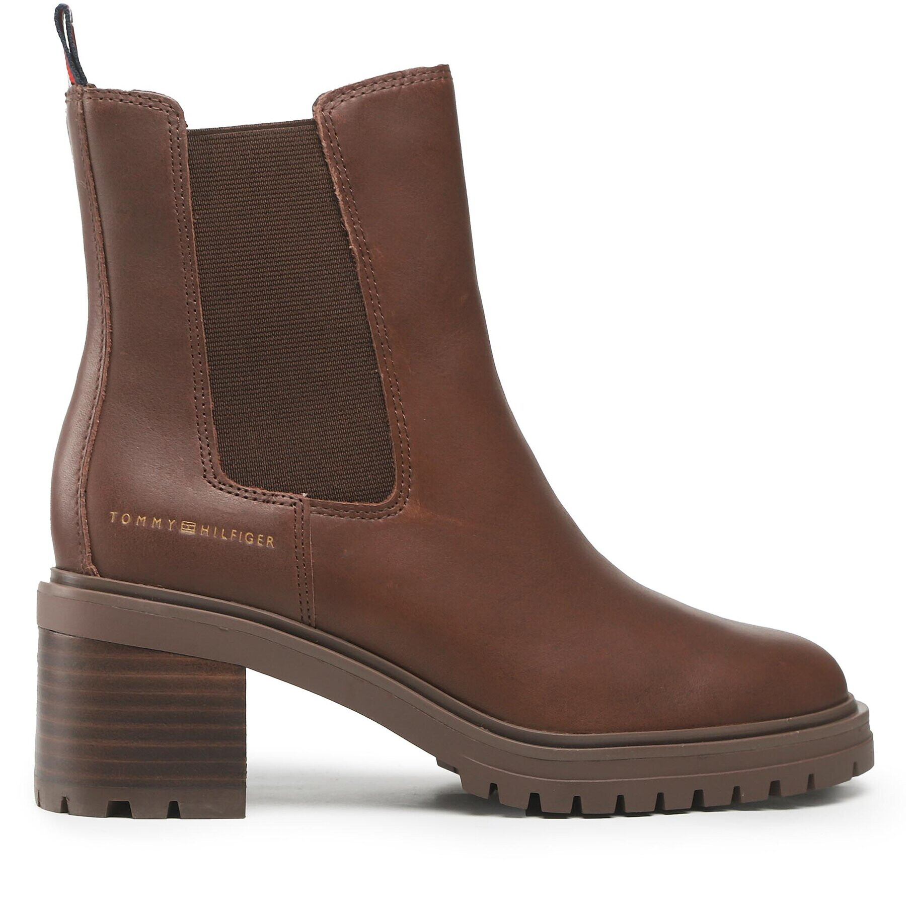 Tommy Hilfiger Polokozačky Outdoor Chelsea Mid Heel Boot FW0FW06737 Hnědá - Pepit.cz