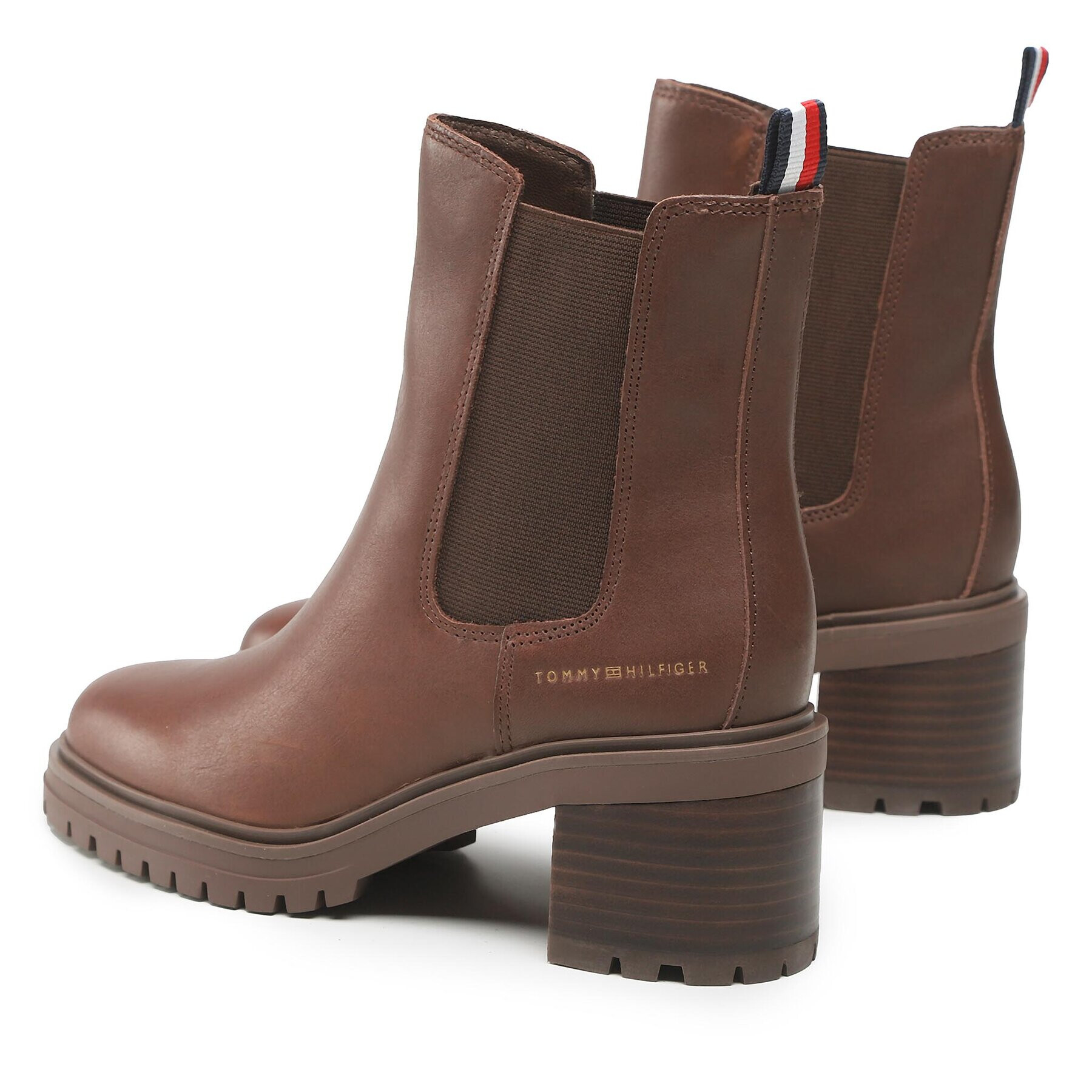 Tommy Hilfiger Polokozačky Outdoor Chelsea Mid Heel Boot FW0FW06737 Hnědá - Pepit.cz