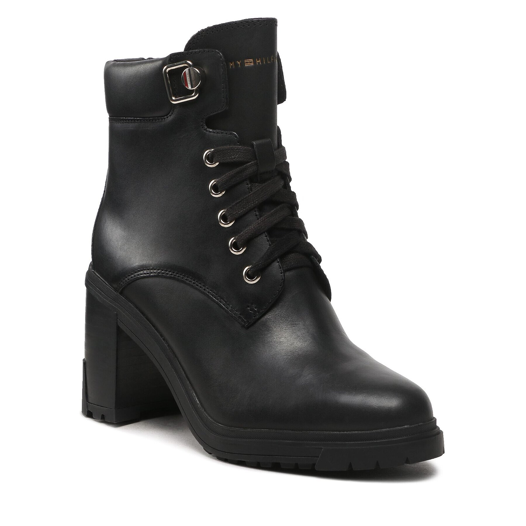 Tommy Hilfiger Polokozačky Outdoor Heel Lace Up Boot FW0FW06726 Černá - Pepit.cz