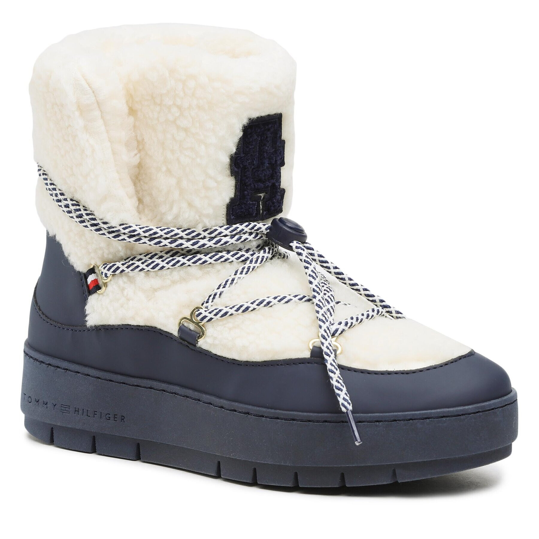 Tommy Hilfiger Polokozačky Th Faux Fur Snow Bootie FW0FW06850 Béžová - Pepit.cz