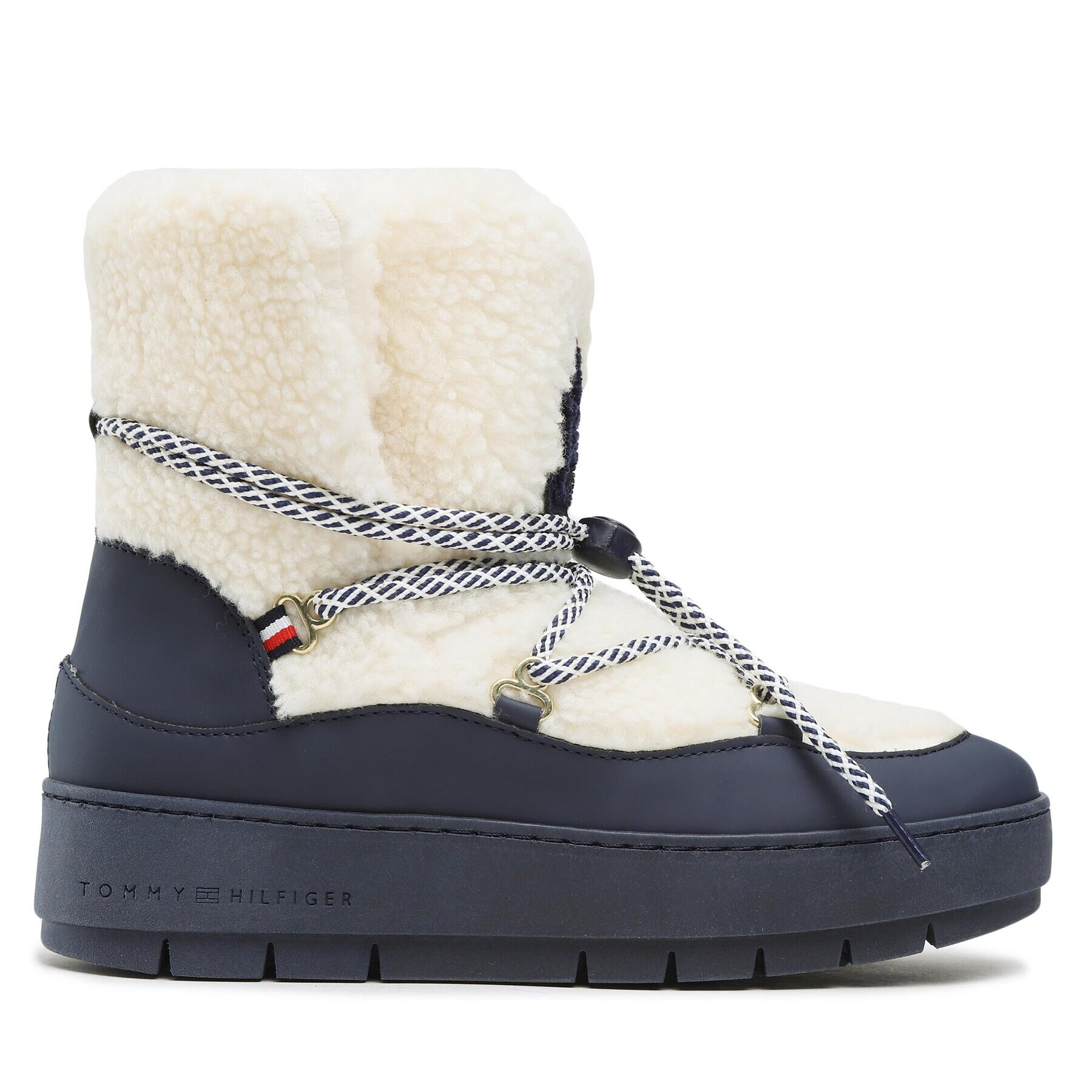 Tommy Hilfiger Polokozačky Th Faux Fur Snow Bootie FW0FW06850 Béžová - Pepit.cz