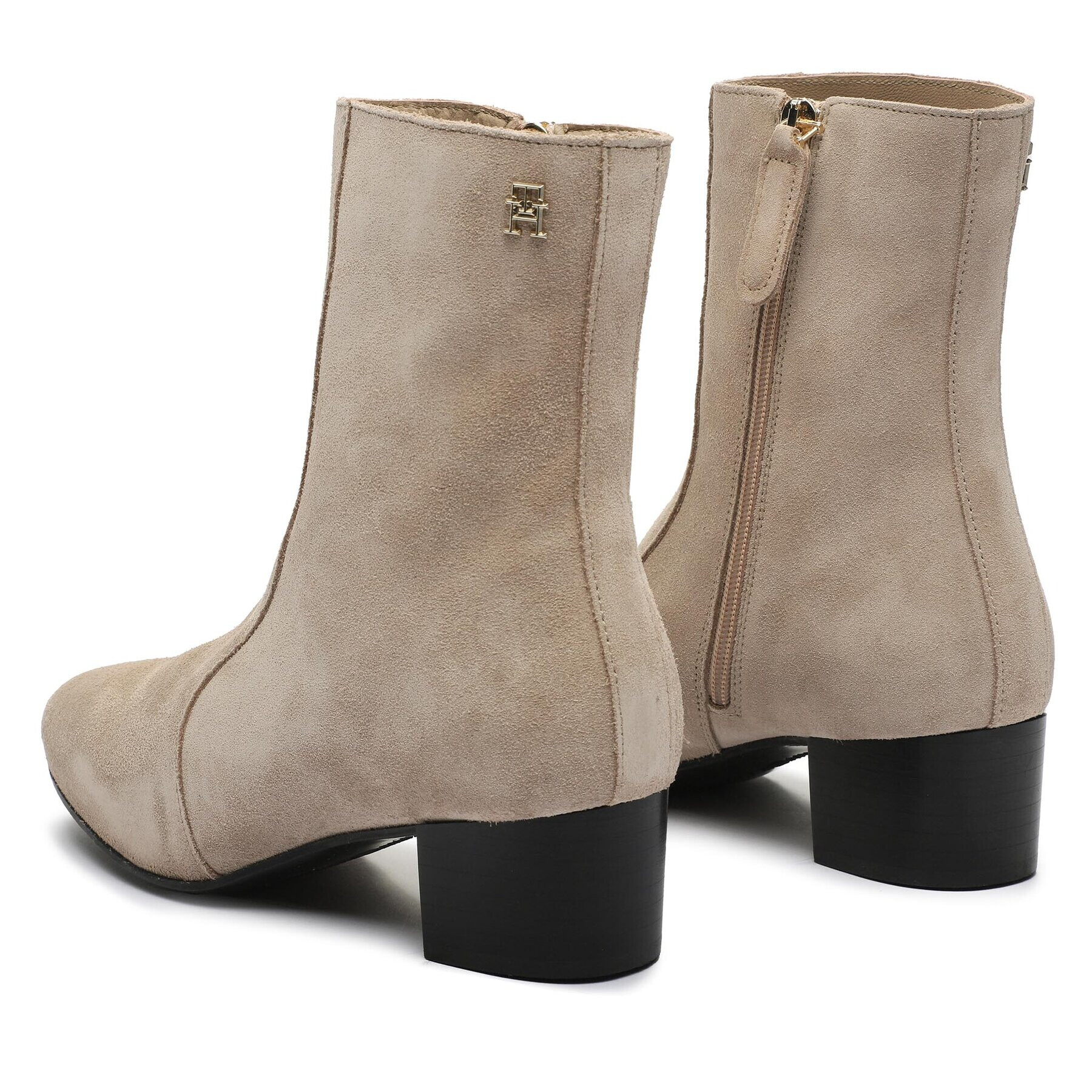 Tommy Hilfiger Polokozačky Th Feminine City Suede Bootie FW0FW07536 Béžová - Pepit.cz