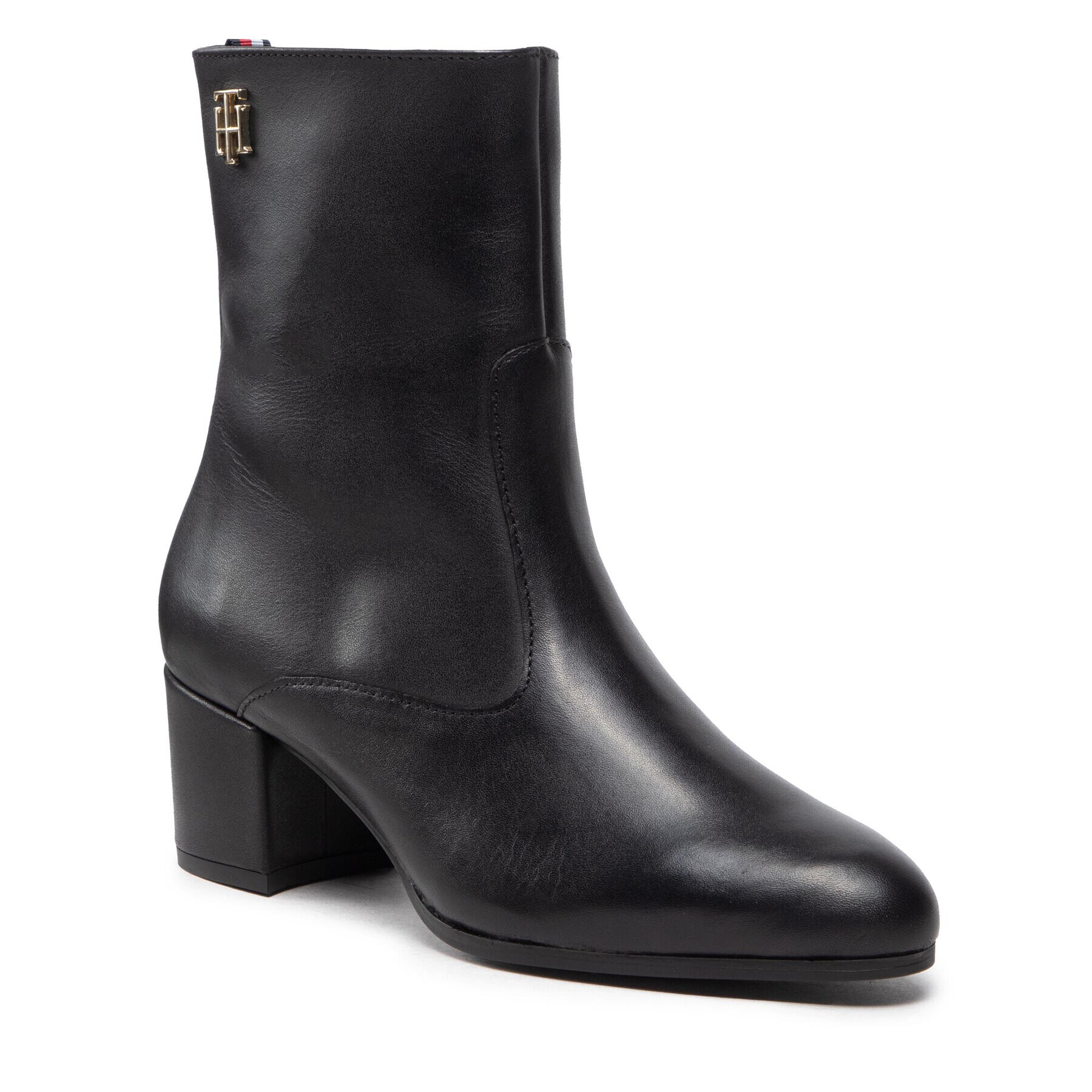 Tommy Hilfiger Polokozačky Th Hardware Bootie Leather FW0FW06760 Černá - Pepit.cz