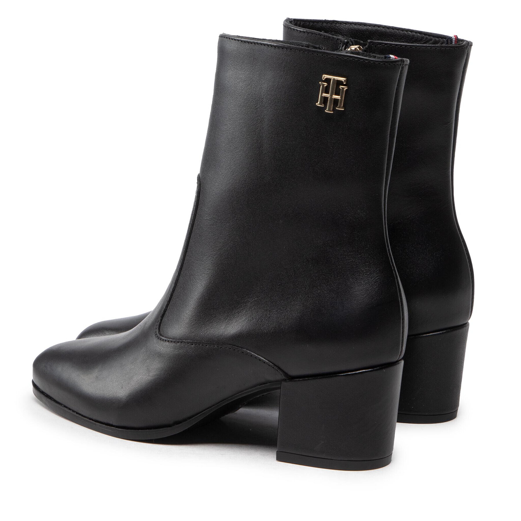 Tommy Hilfiger Polokozačky Th Hardware Bootie Leather FW0FW06760 Černá - Pepit.cz