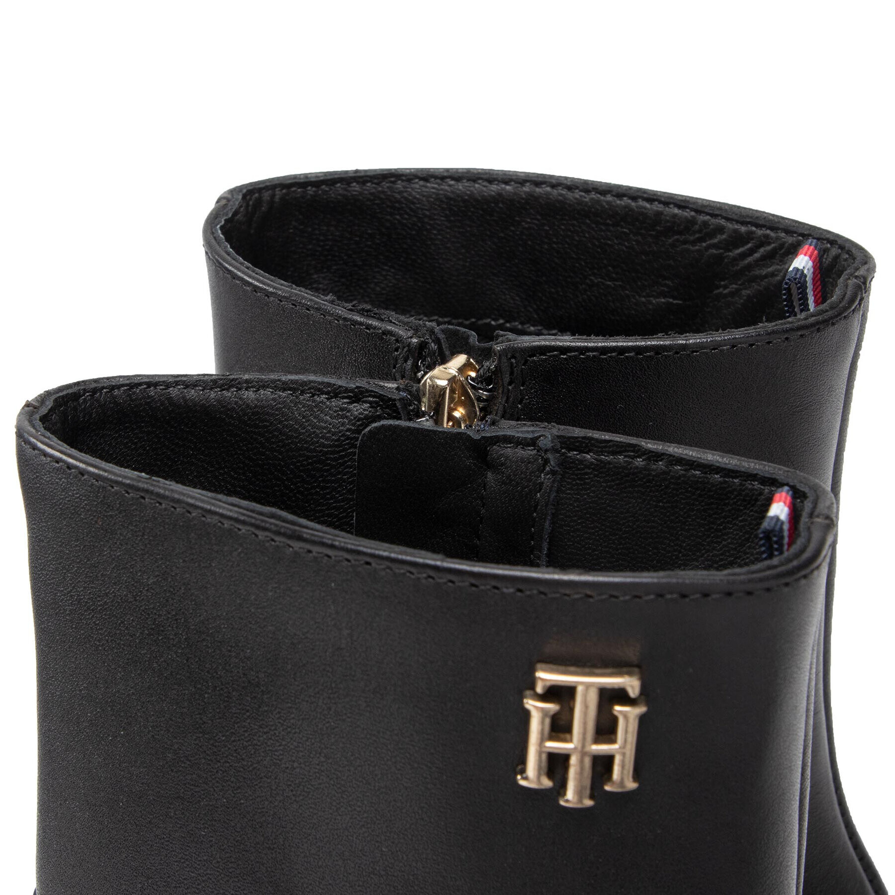 Tommy Hilfiger Polokozačky Th Hardware Bootie Leather FW0FW06760 Černá - Pepit.cz