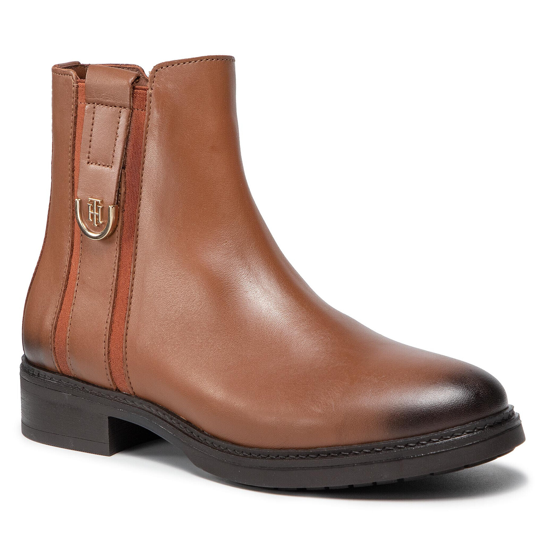 Tommy Hilfiger Polokozačky Th Hardware Leather Boot FW0FW05996 Hnědá - Pepit.cz