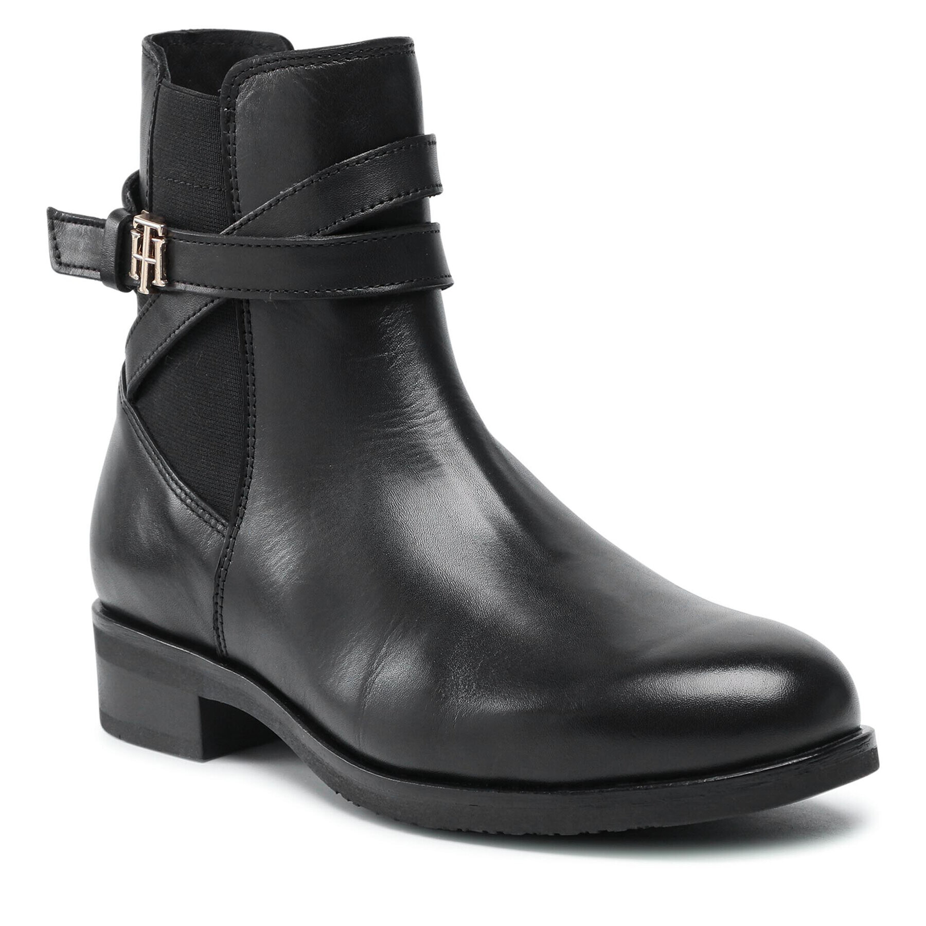 Tommy Hilfiger Polokozačky Th Hardware On Belt Flat Boot FW0FW05967 Černá - Pepit.cz