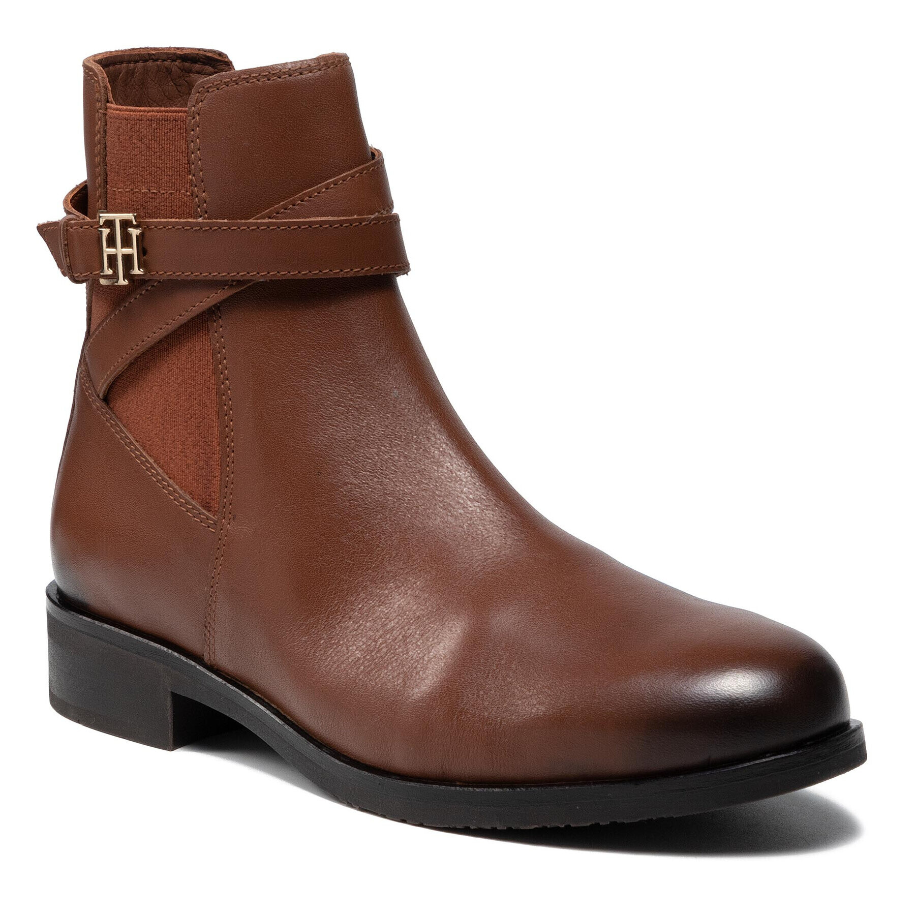 Tommy Hilfiger Polokozačky Th Hardware On Belt Flat Boot FW0FW05967 Hnědá - Pepit.cz