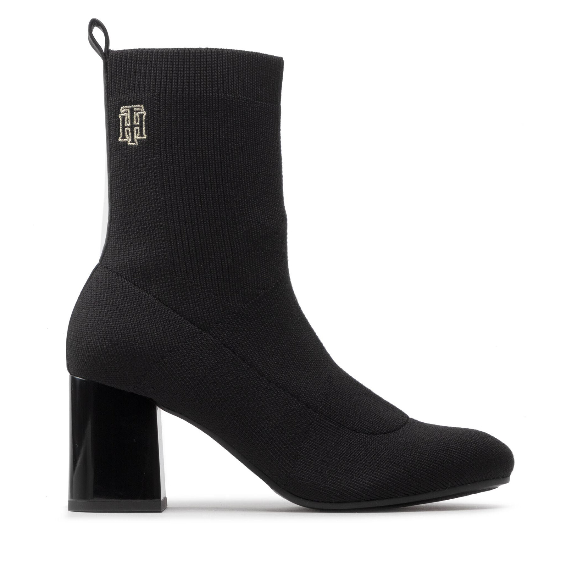 Tommy Hilfiger Polokozačky Th Logo High Heel Sock Boot FW0FW06539 Černá - Pepit.cz