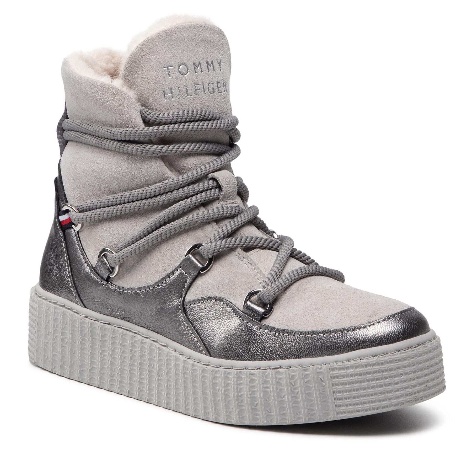 Tommy Hilfiger Polokozačky Th Warm Lined Up Boot FW0FW06053 Šedá - Pepit.cz