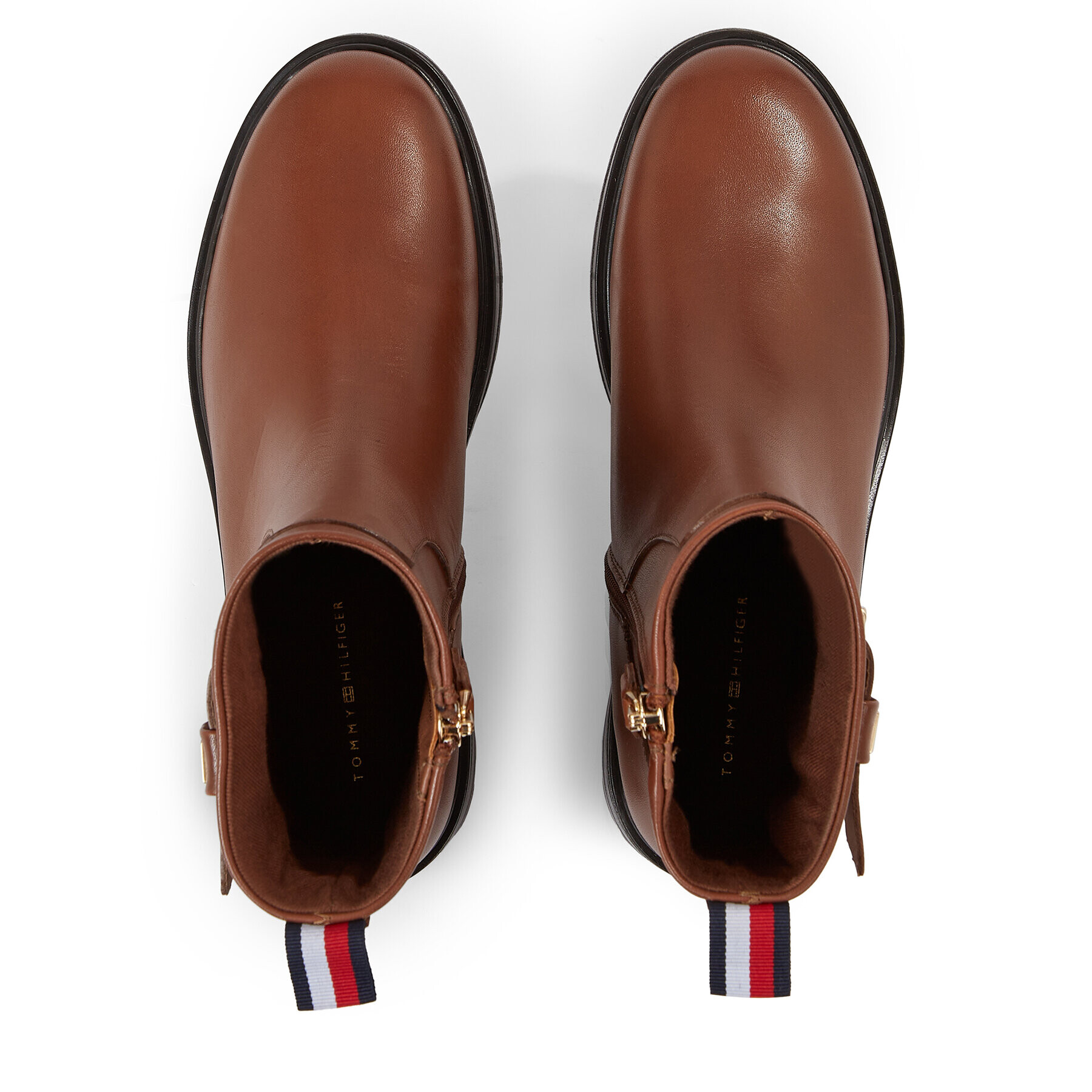 Tommy Hilfiger Polokozačky Thermo Leather Belt Bootie FW0FW07479 Hnědá - Pepit.cz