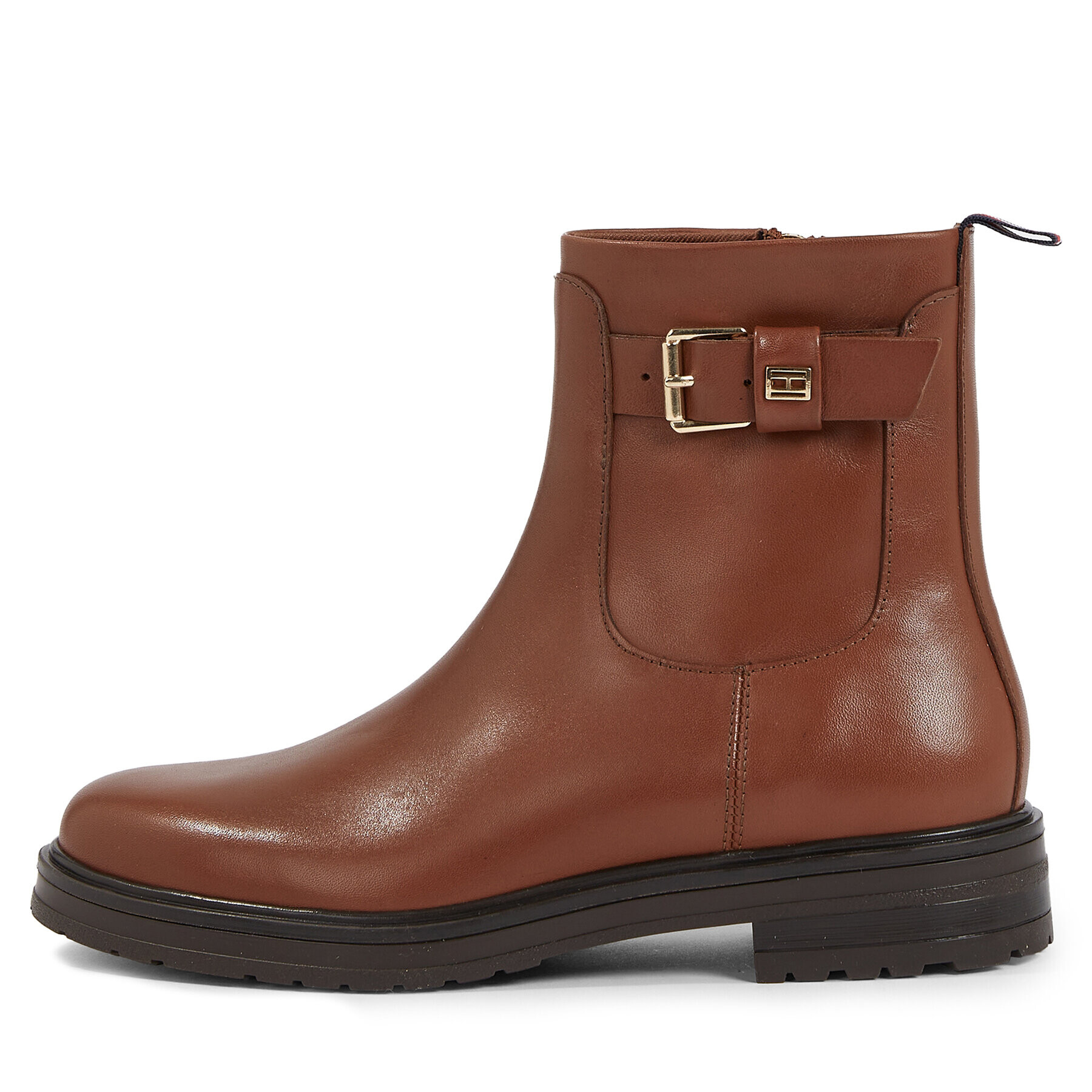 Tommy Hilfiger Polokozačky Thermo Leather Belt Bootie FW0FW07479 Hnědá - Pepit.cz