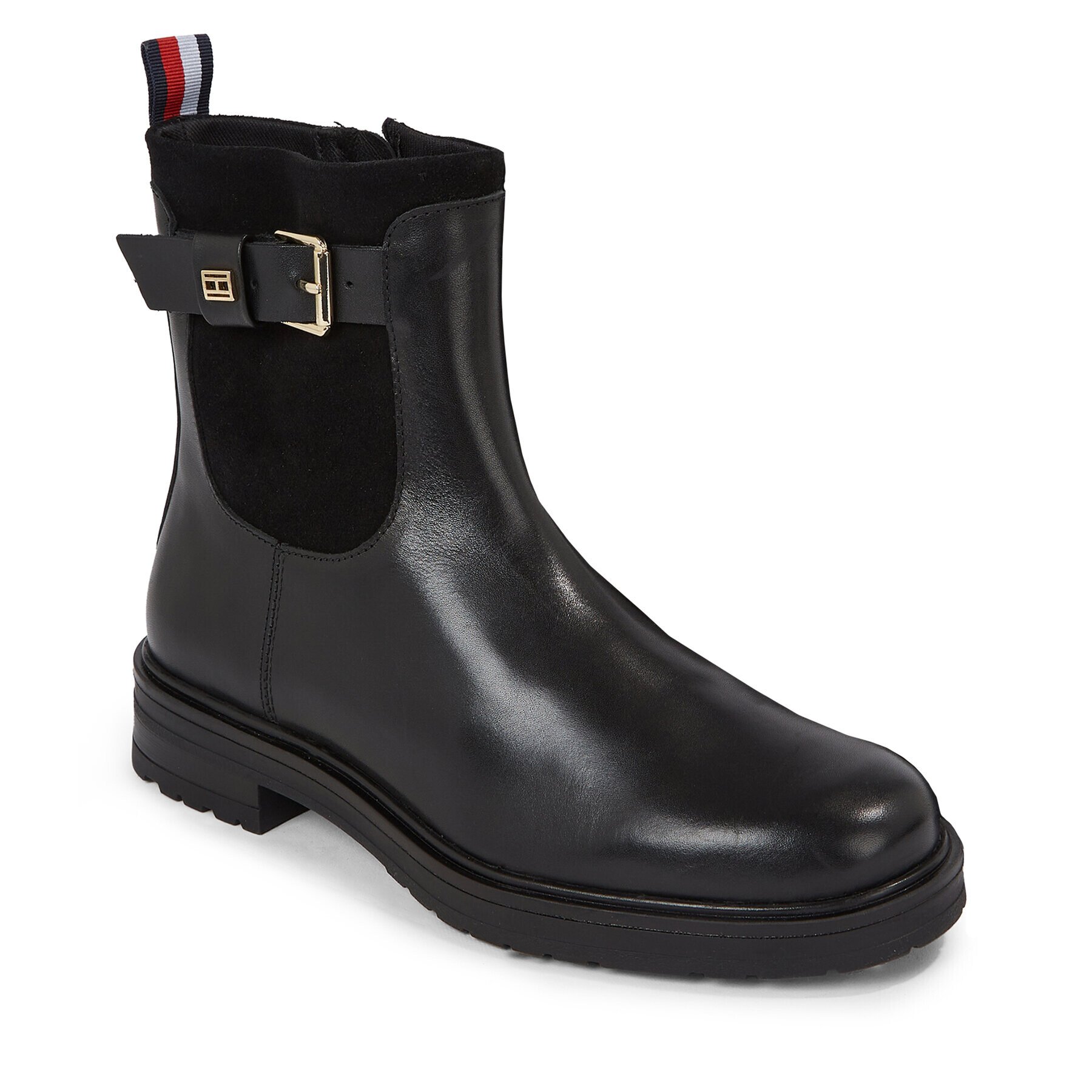 Tommy Hilfiger Polokozačky Thermo Material Mix Belt Bootie FW0FW07477 Černá - Pepit.cz