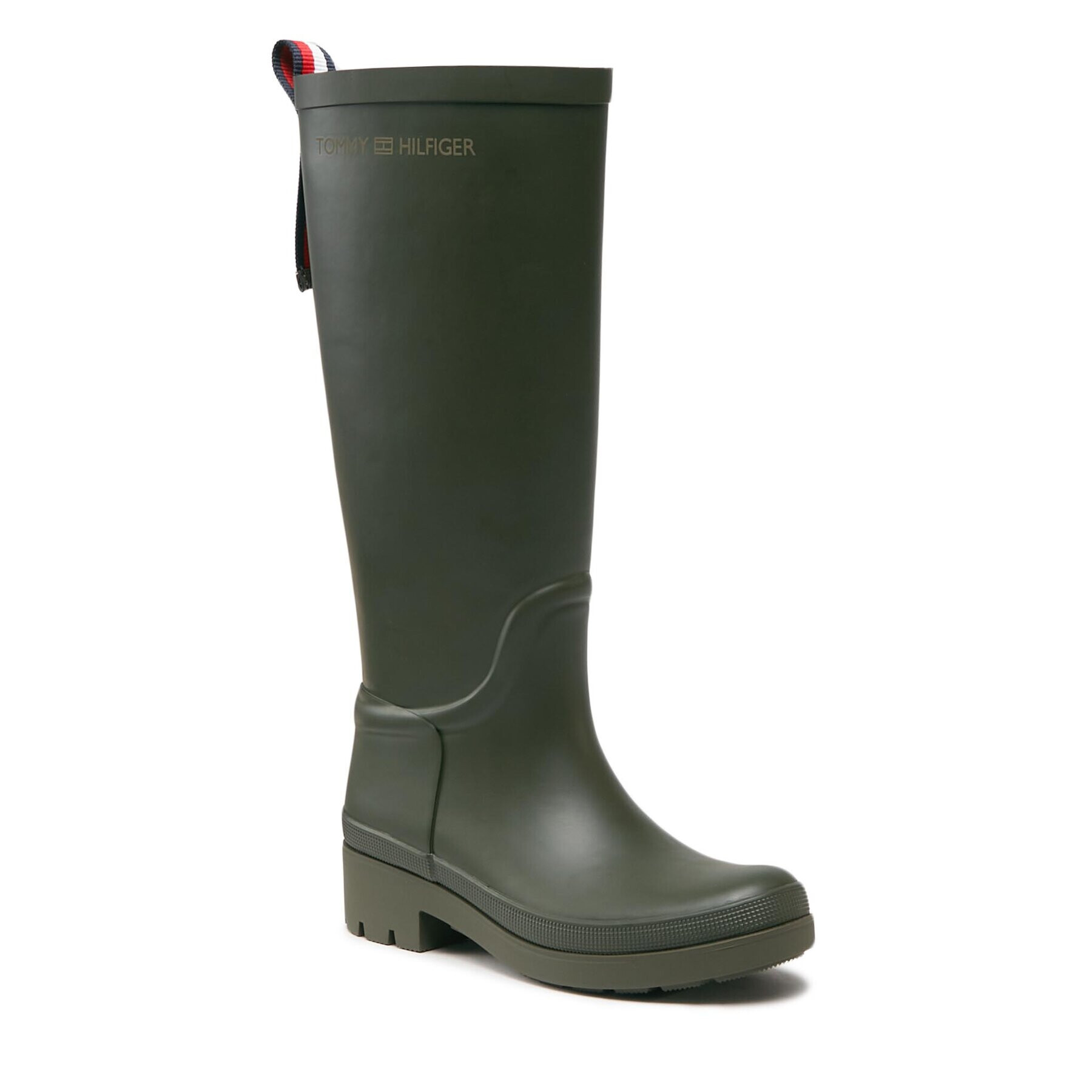 Tommy Hilfiger Polokozačky Tommy Rubberboot FW0FW07665 Khaki - Pepit.cz